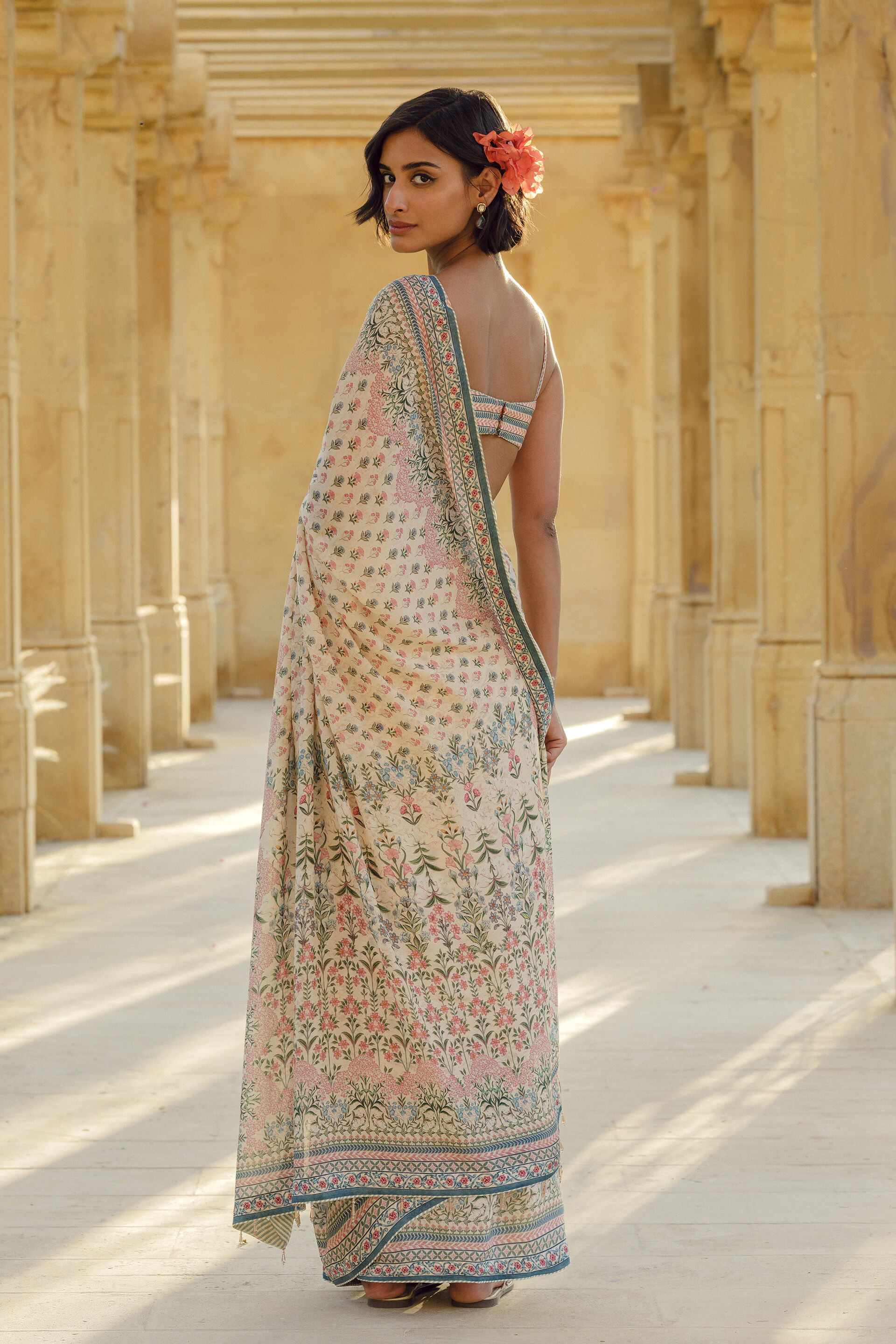 Desna Printed Silk Saree - Beige, Beige, image 3