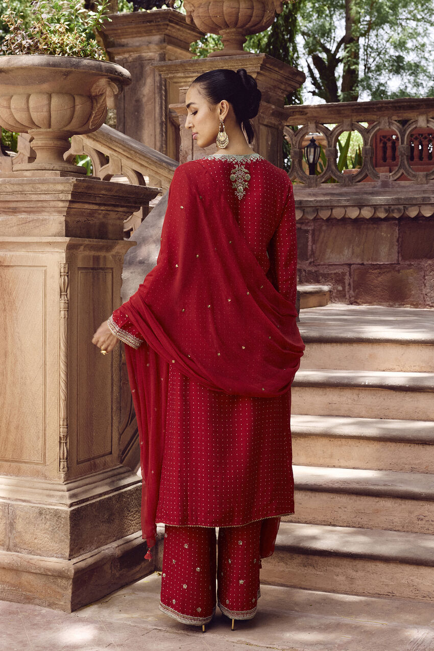 anita dongre red dress Buy Designer Ballad Of The Wild Hand-painted Pichhwai Silk Dress