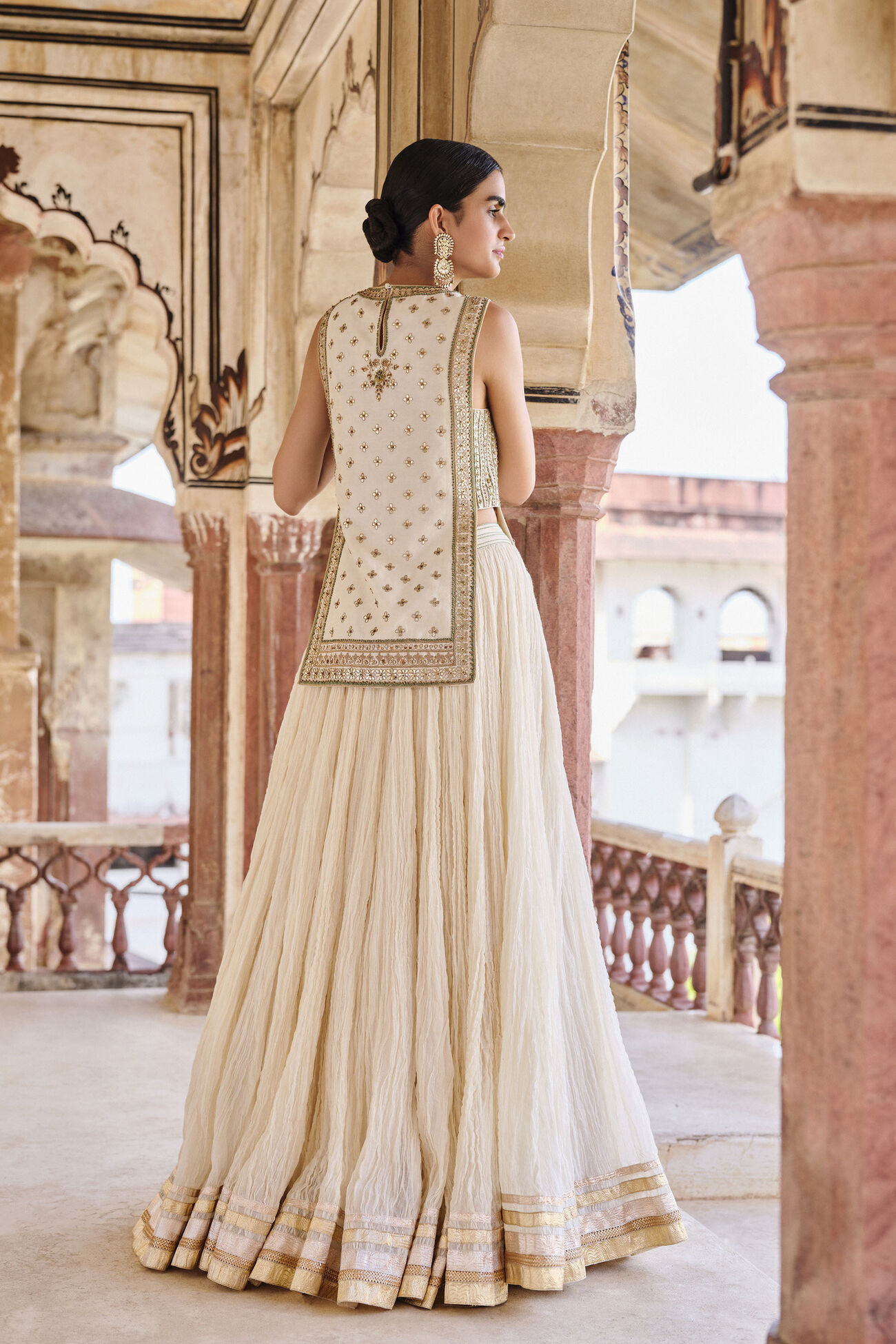 Mirai Gota Patti Mul Lehenga Set - Natural, Natural, image 4