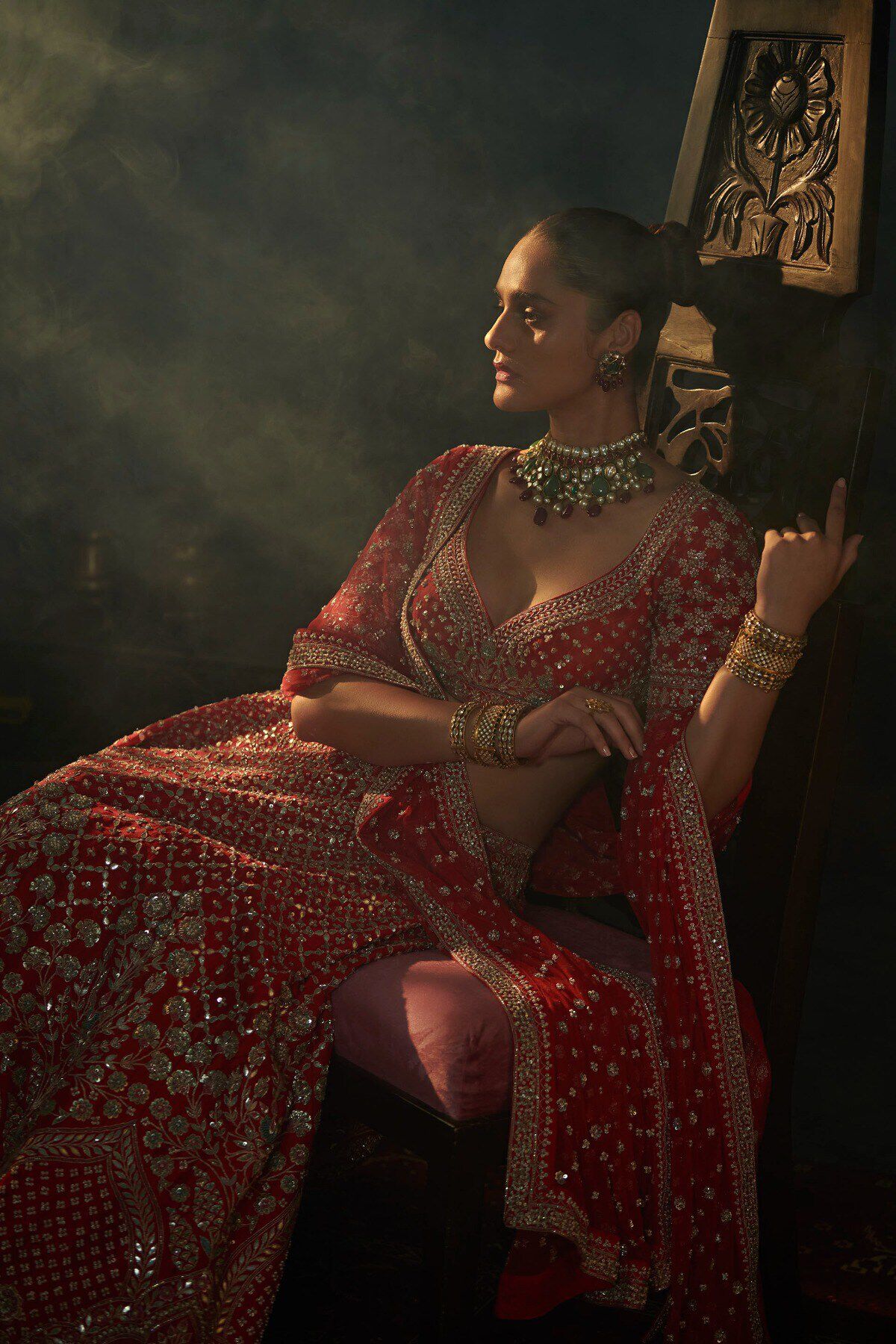 3 - Ela Lehenga Set -  Red, image 3