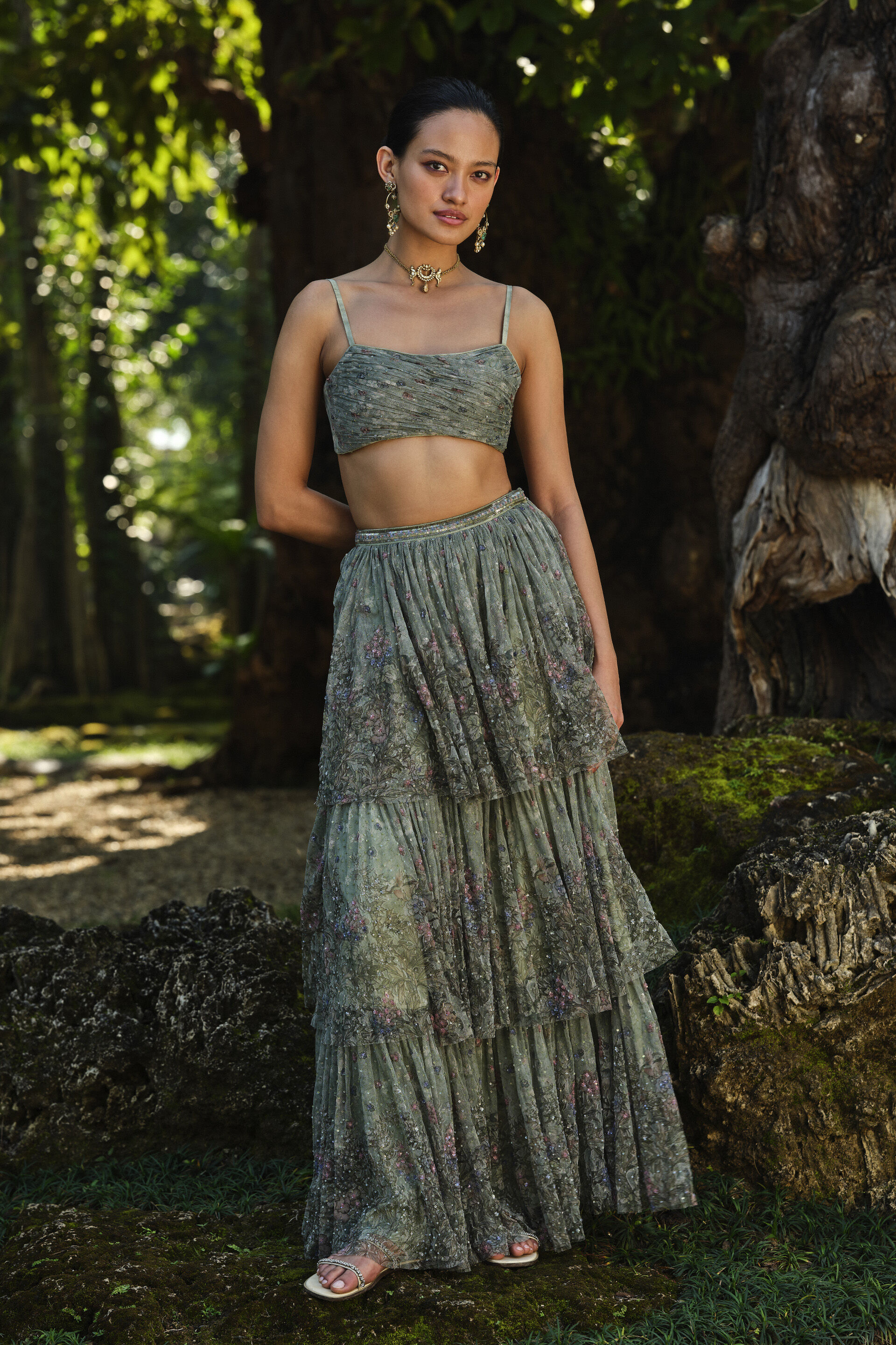 Aylsa Embroidered Skirt Set - Sage