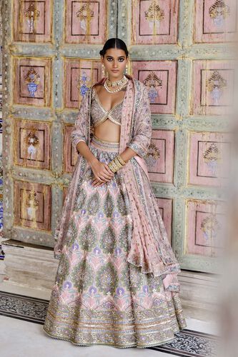 Krandasi Embroidered Zardozi Silk Lehenga Set - Blush, Blush, image 1