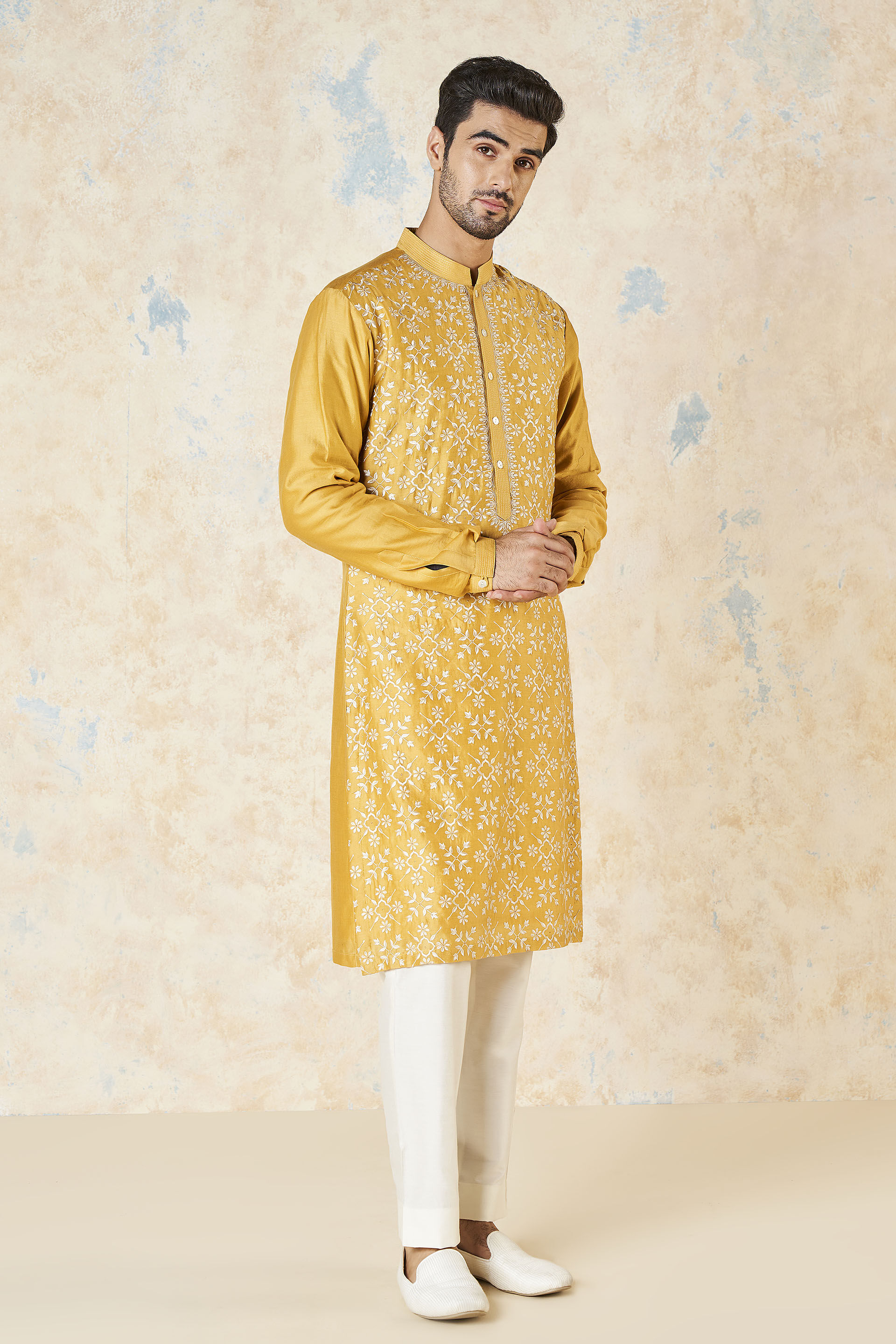 Udyan Silk Kurta - Mustard