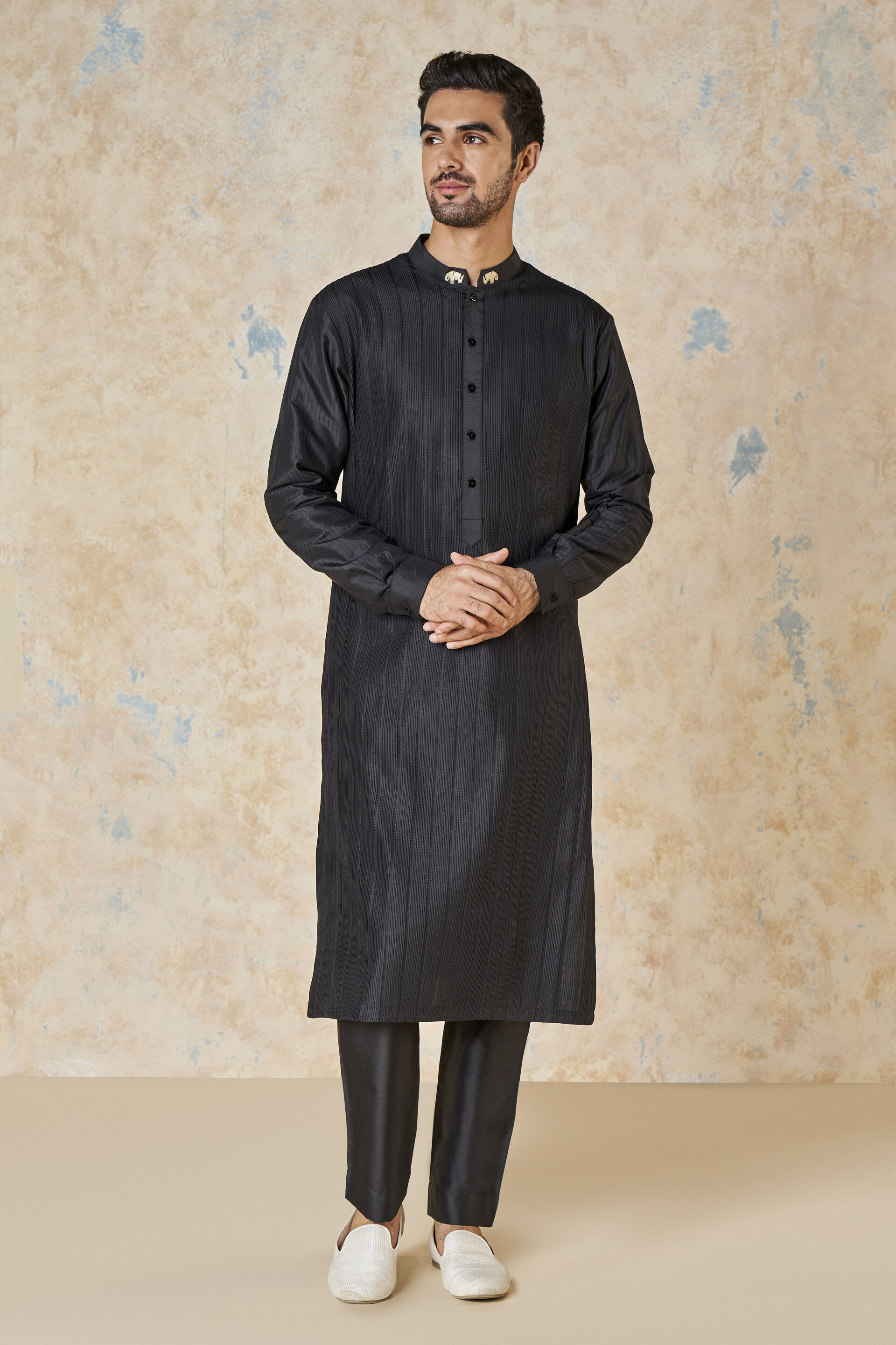 Sifar Silk Kurta - Black, Black, image 1