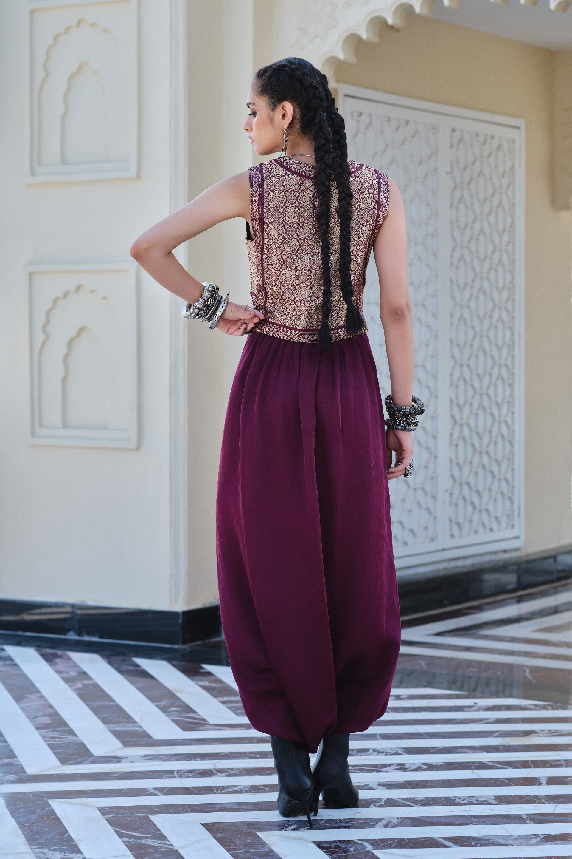 Ode Wine Benarasi Dhoti Pant Set