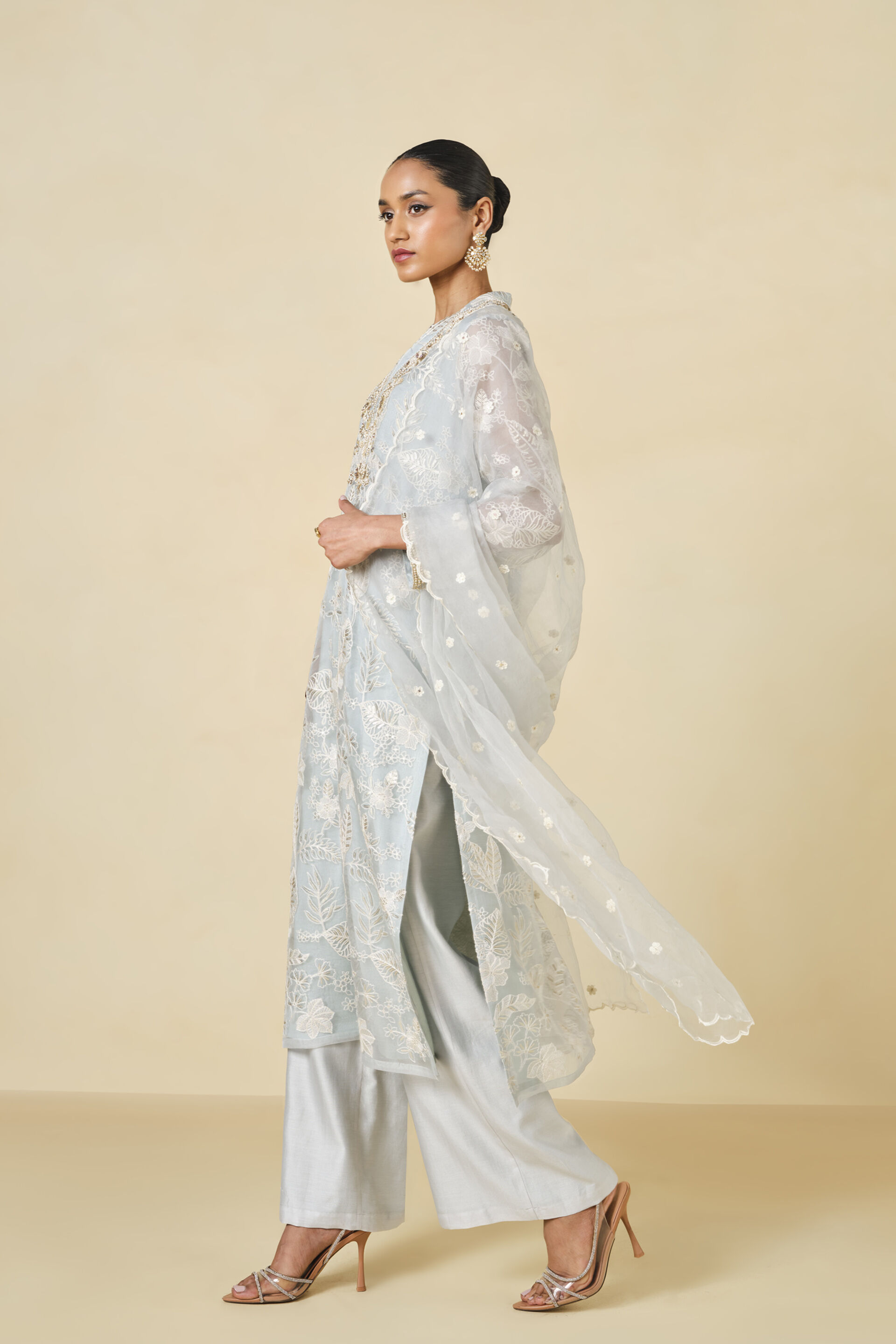 Samandar Embroidered Suit Set - Powder Blue, Powder Blue, image 4