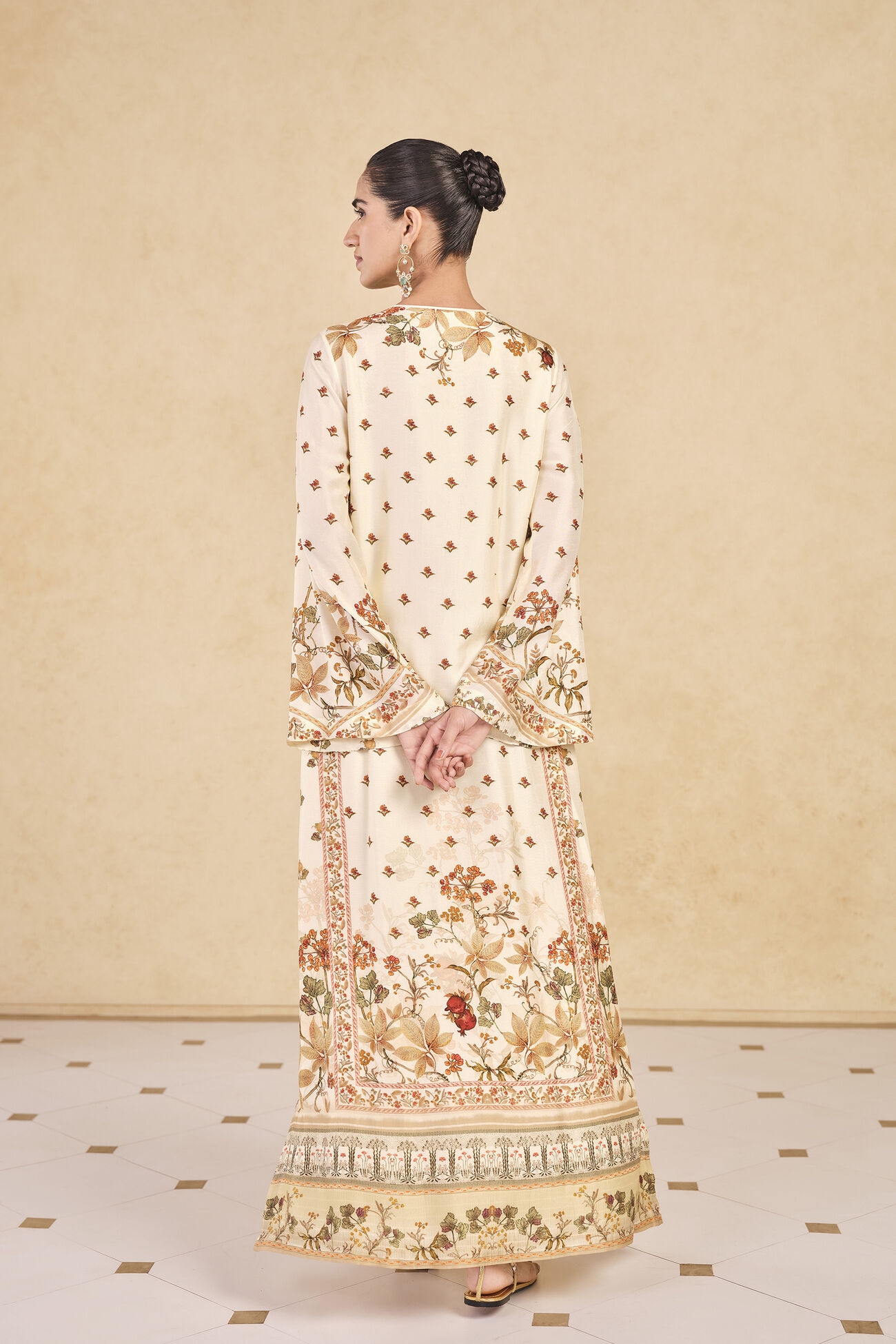 Buy Designer Dykuma Printed Silk Kaftan Ivory Online from Anita Dongre