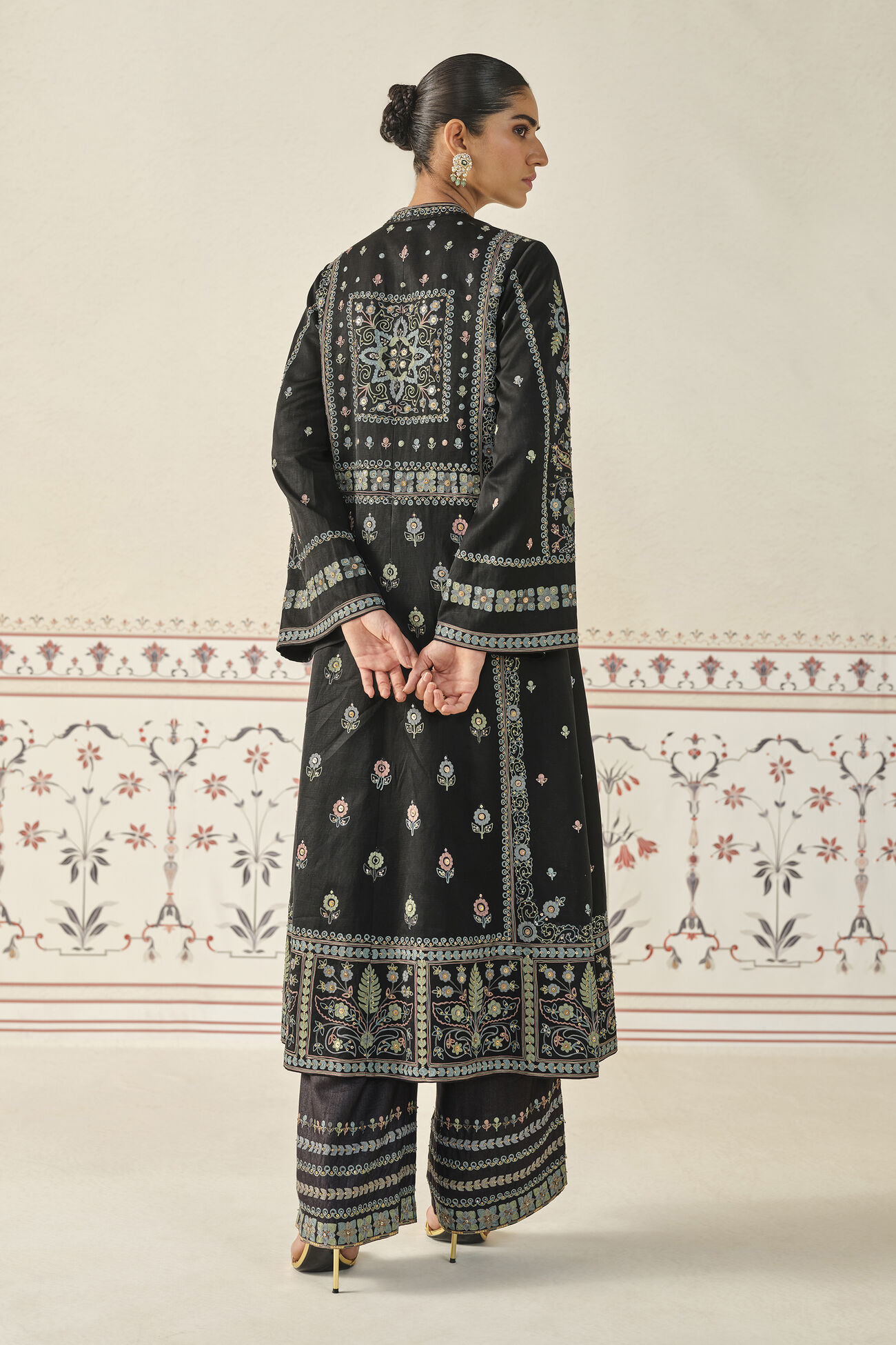 Shazana Embroidered Jacket Set - Black, Black, image 2