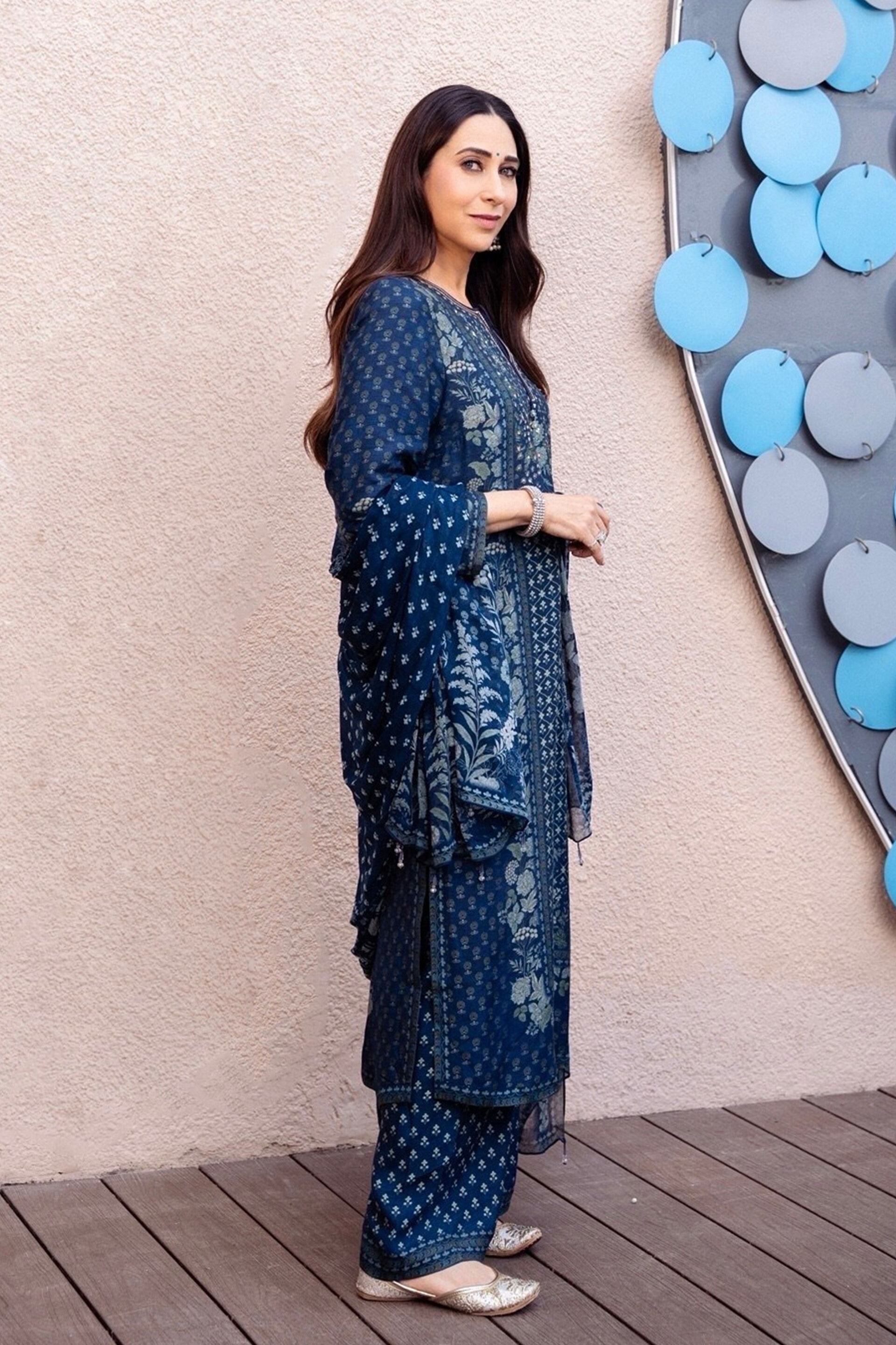 Kriti Printed Suit Set in Blue, , image 3