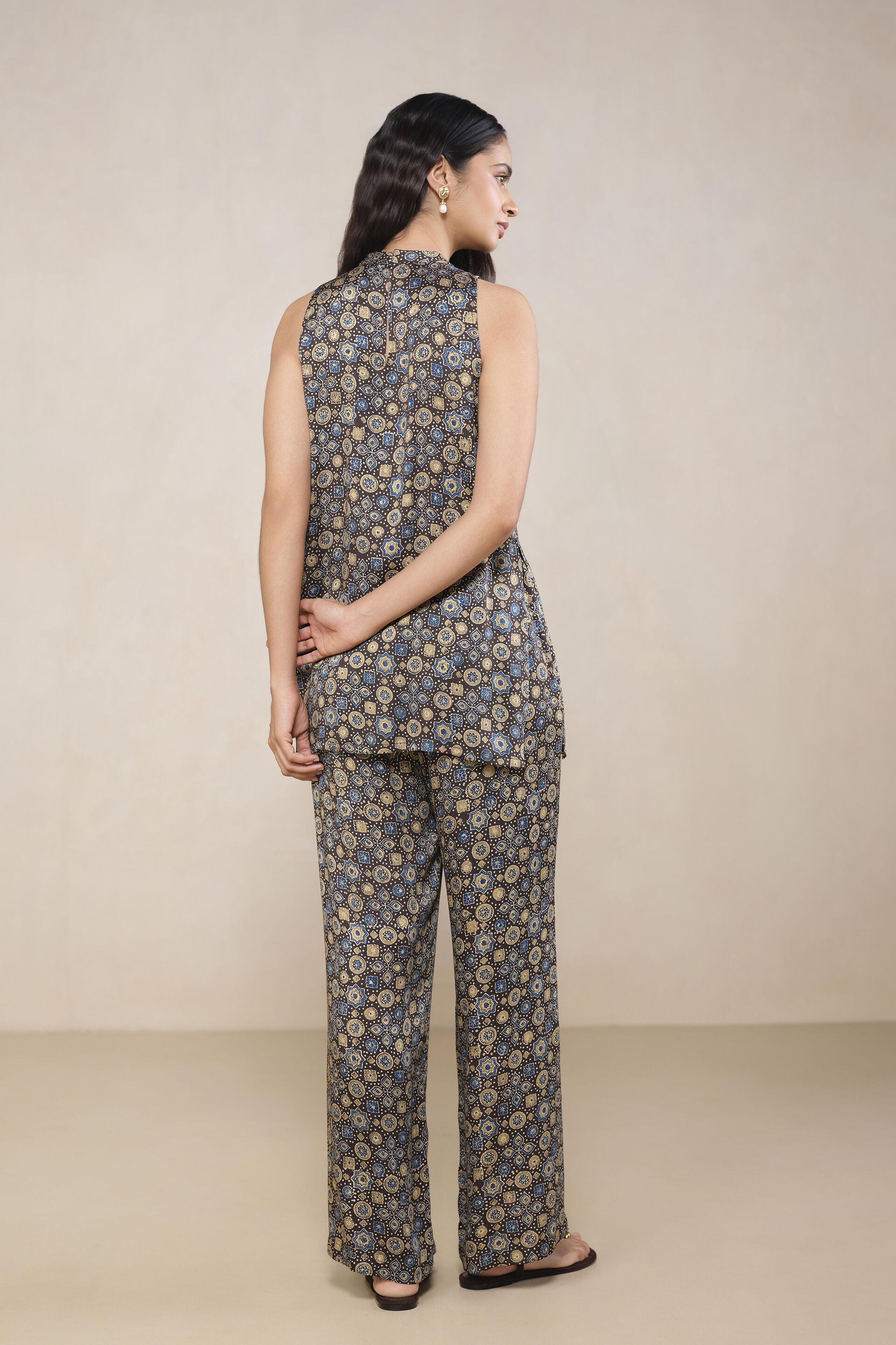 Bhuj Ajrakh Hand-block Printed Co-ord in Brown, Brown, image 2