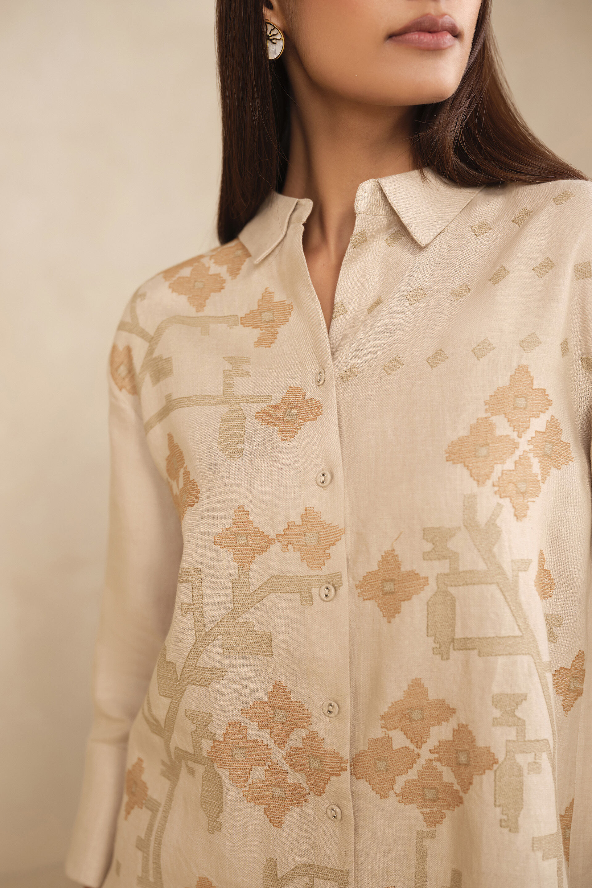 Haiku Embroidered Hemp Co-ord -  Beige, Beige, image 5