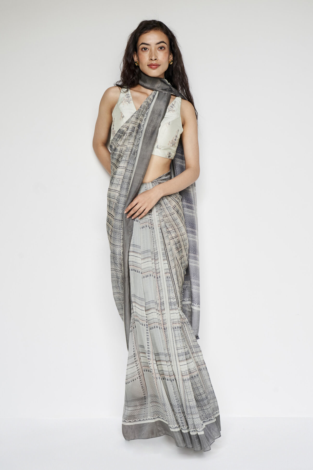 Aparna Saree Set, Grey, image 4