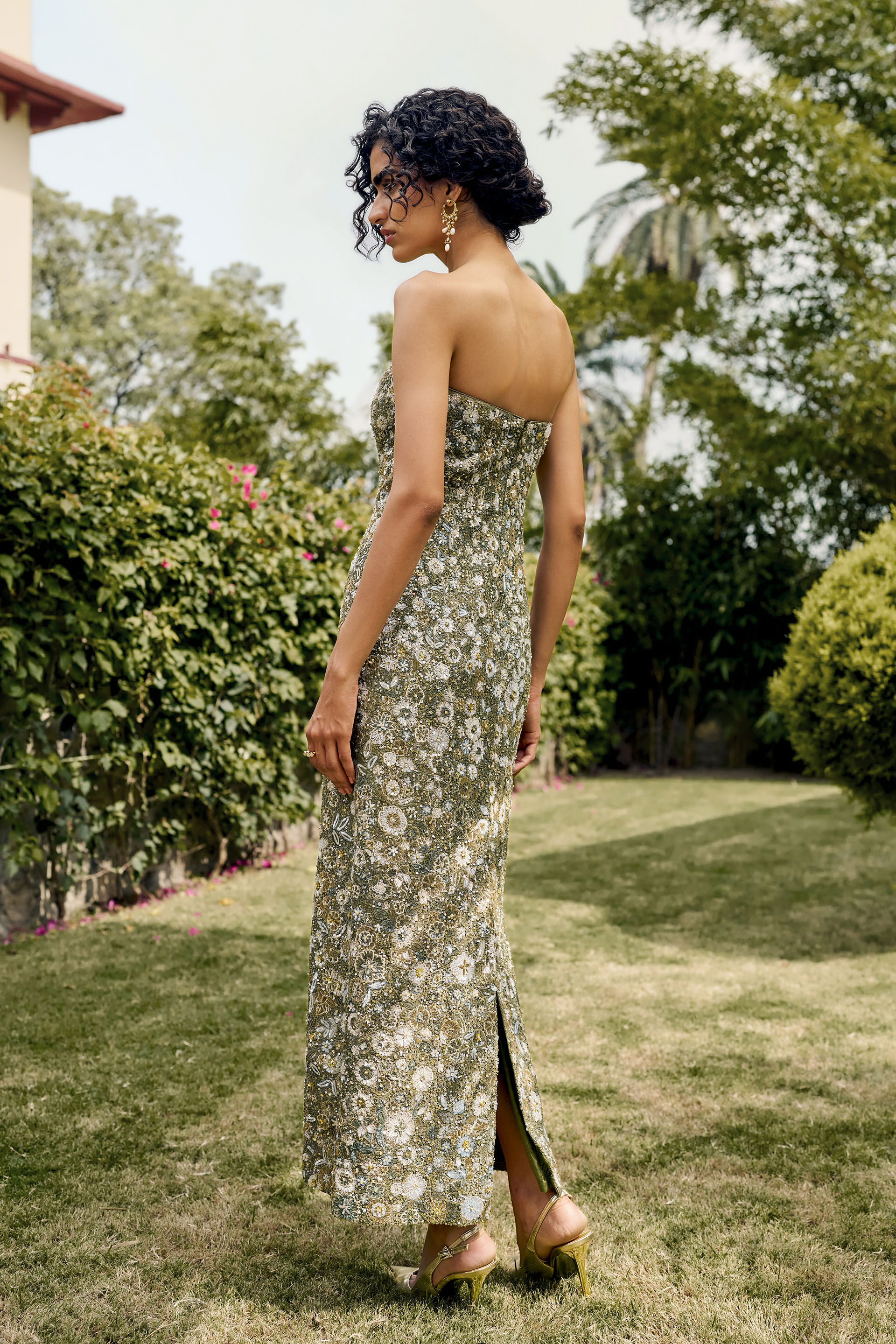 Harmony Embroidered Gown - Sage