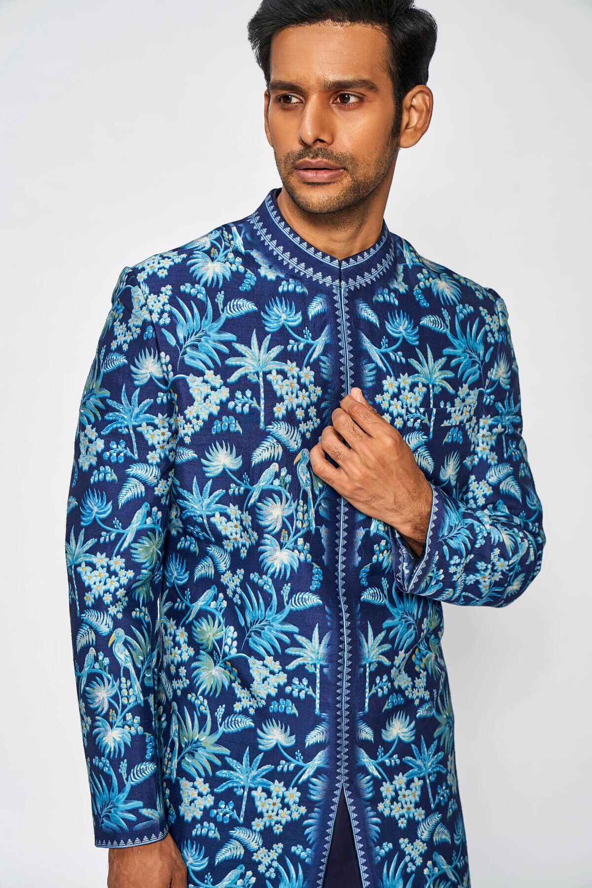 4 - Tanwik Sherwani - Navy, image 4