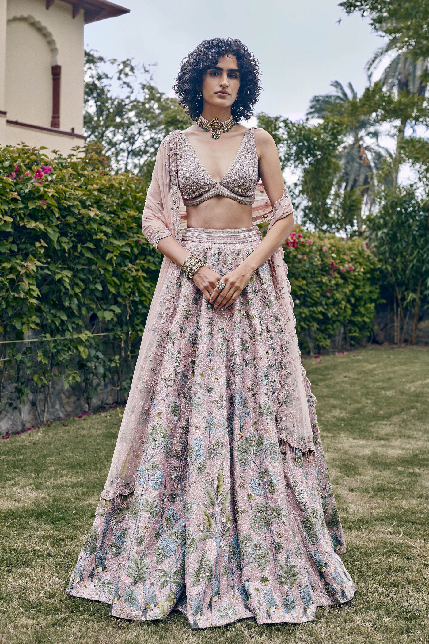 Bloom Hand-painted Pichhwai Lehenga Set - Blush