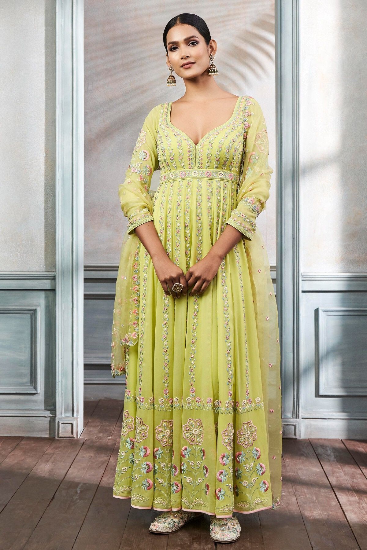 Nihira Anarkali Set - Lime