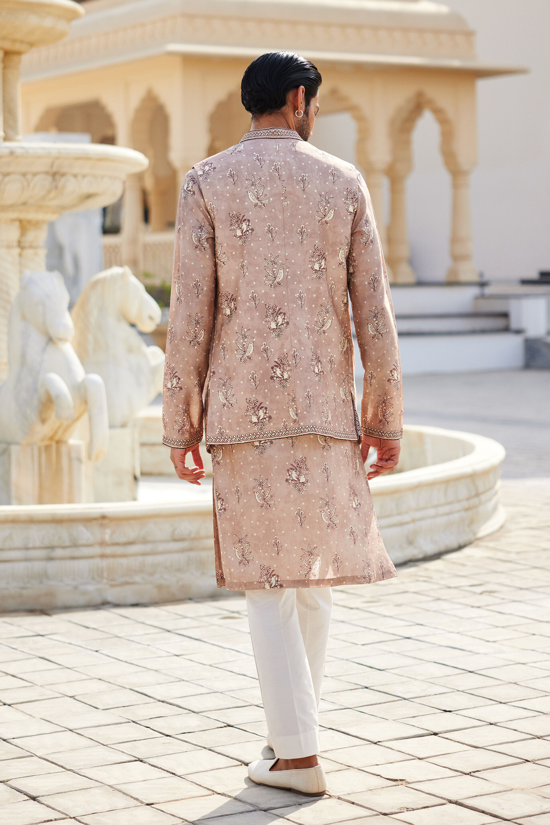Simal Silk Nehru Jacket - Taupe