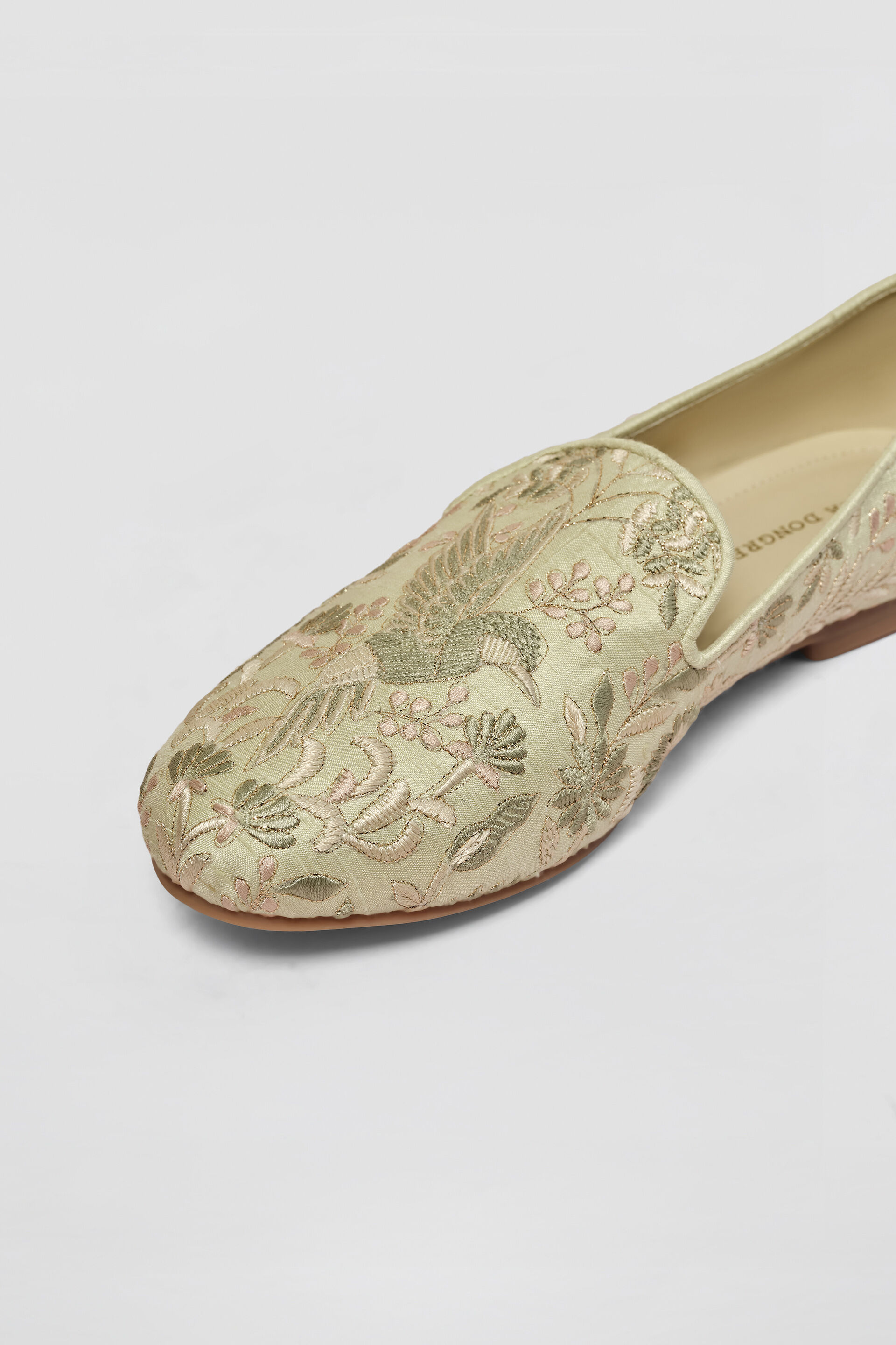 Kshiraj Embroidered Silk Mojris - Sage, Sage, image 3