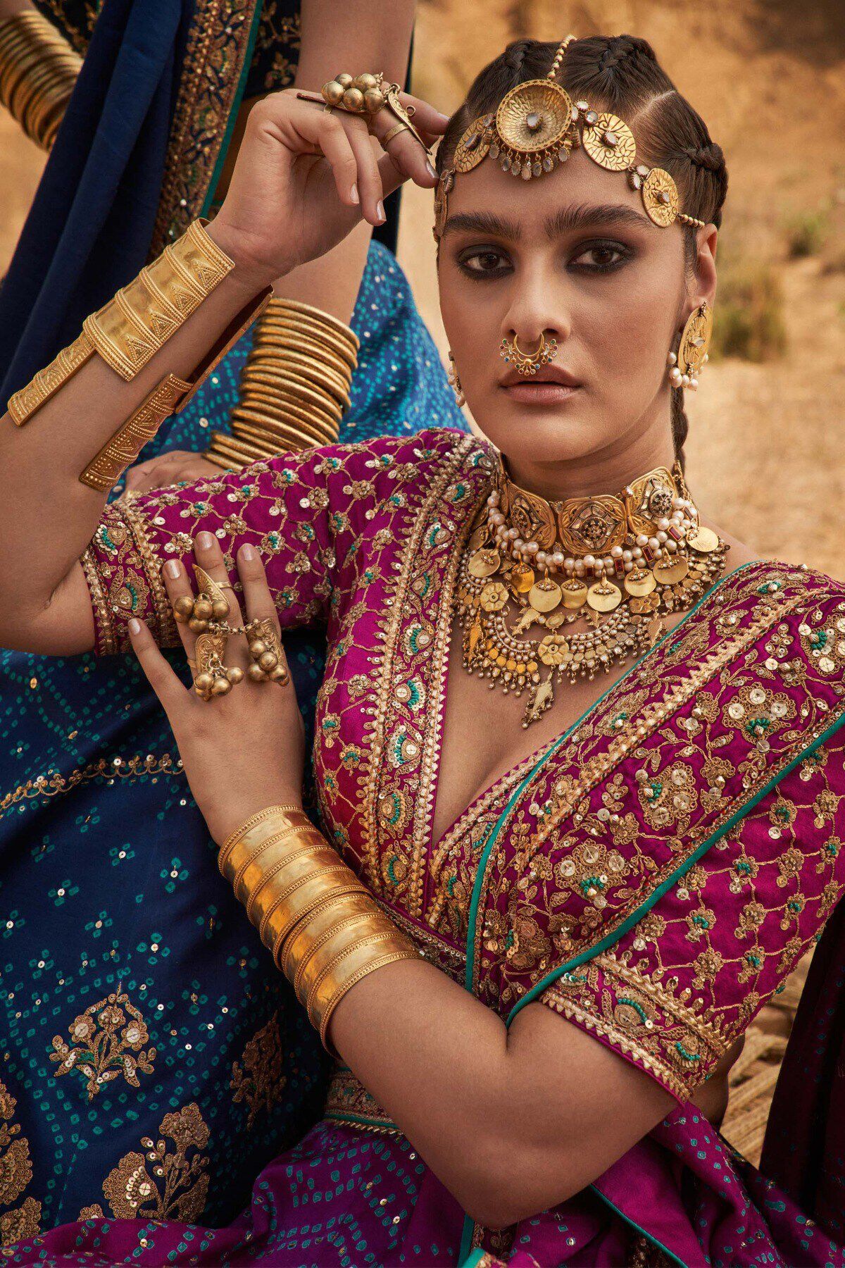 Veera Bandhani Lehenga Set 3 | Bandhani lehenga, Lengha blouse designs,  Party wear indian dresses