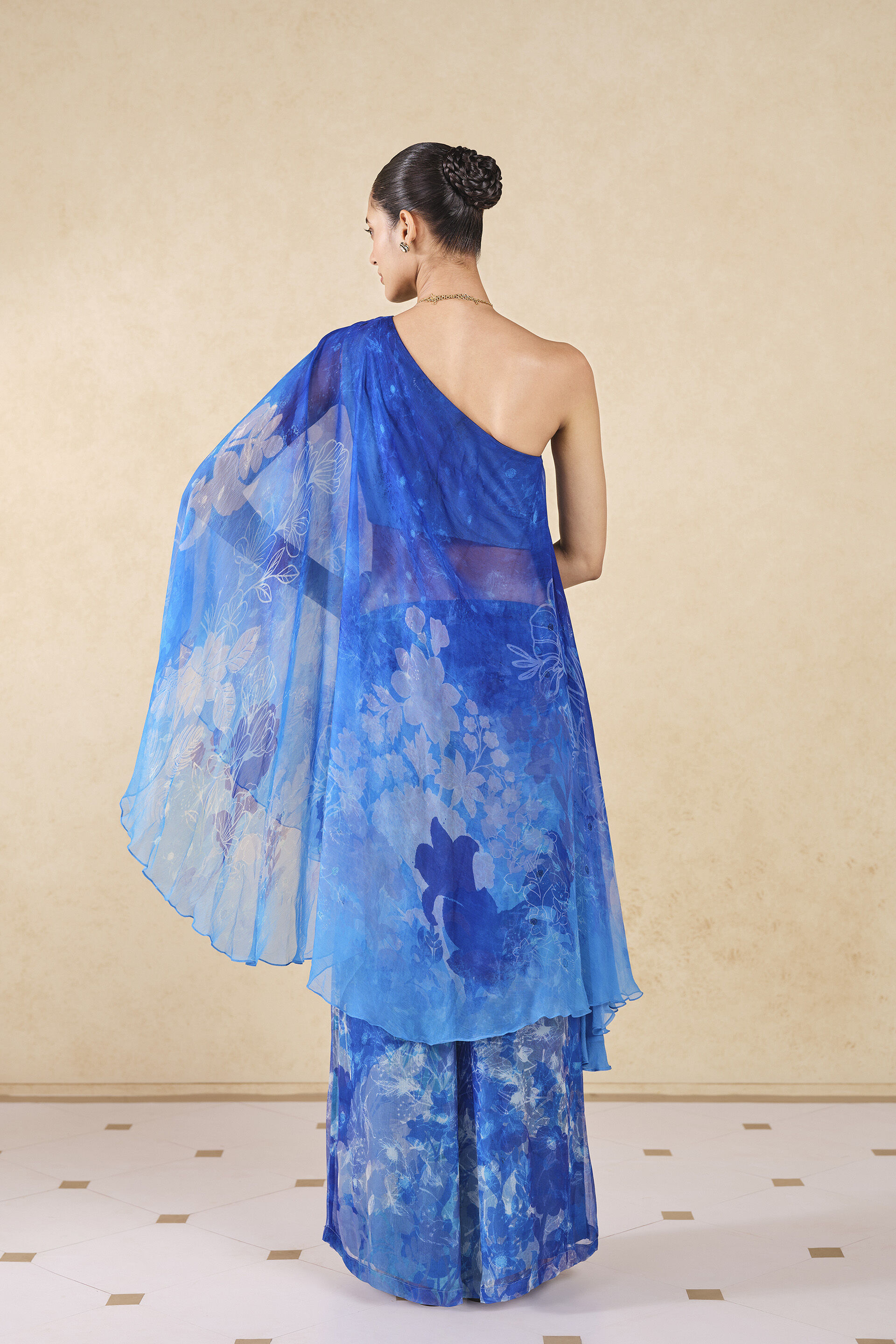 Fluisance Bemberg Chiffon Palazzo Set Blue