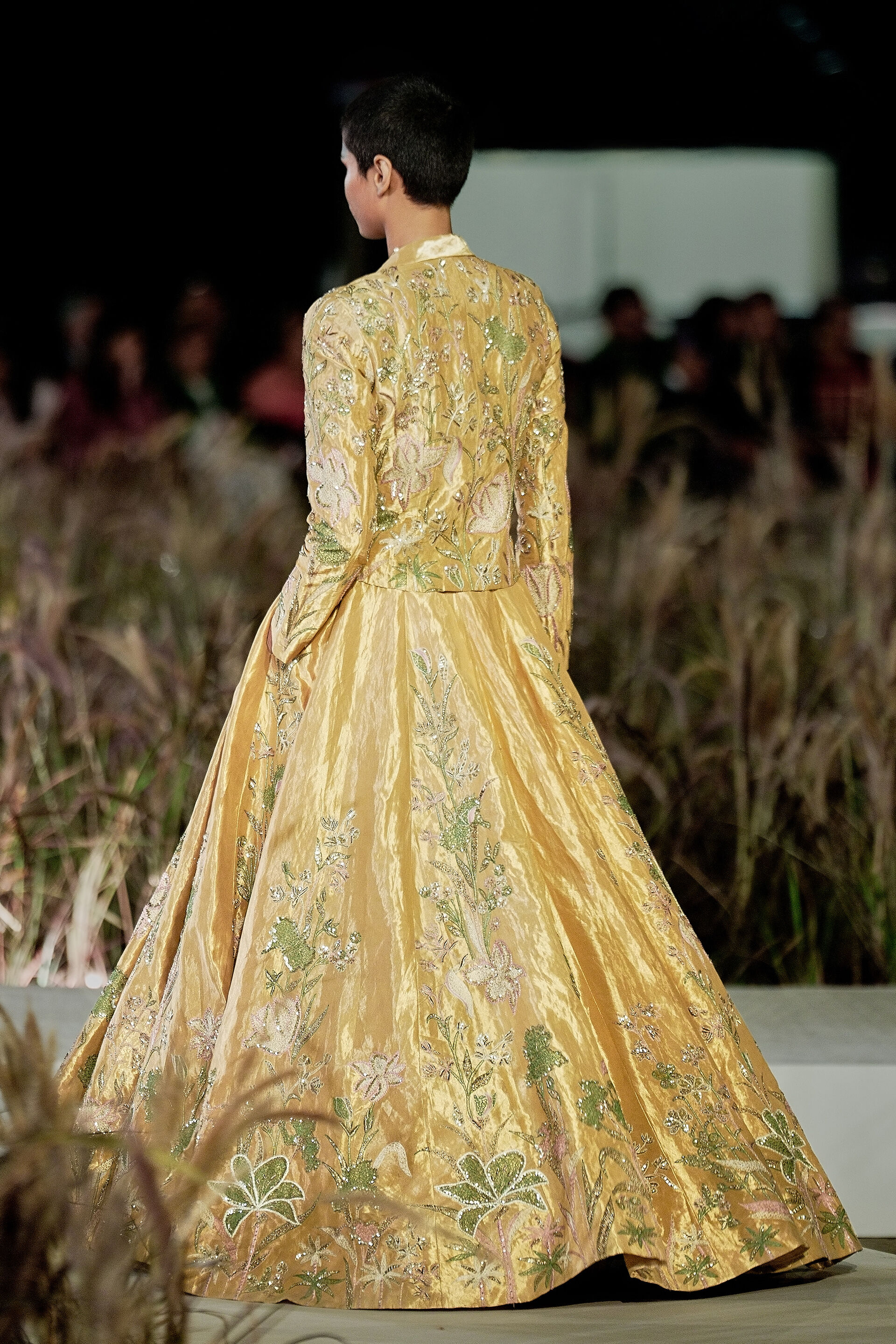 Summerfern Embroidered Applique Silk Lehenga Set - Gold