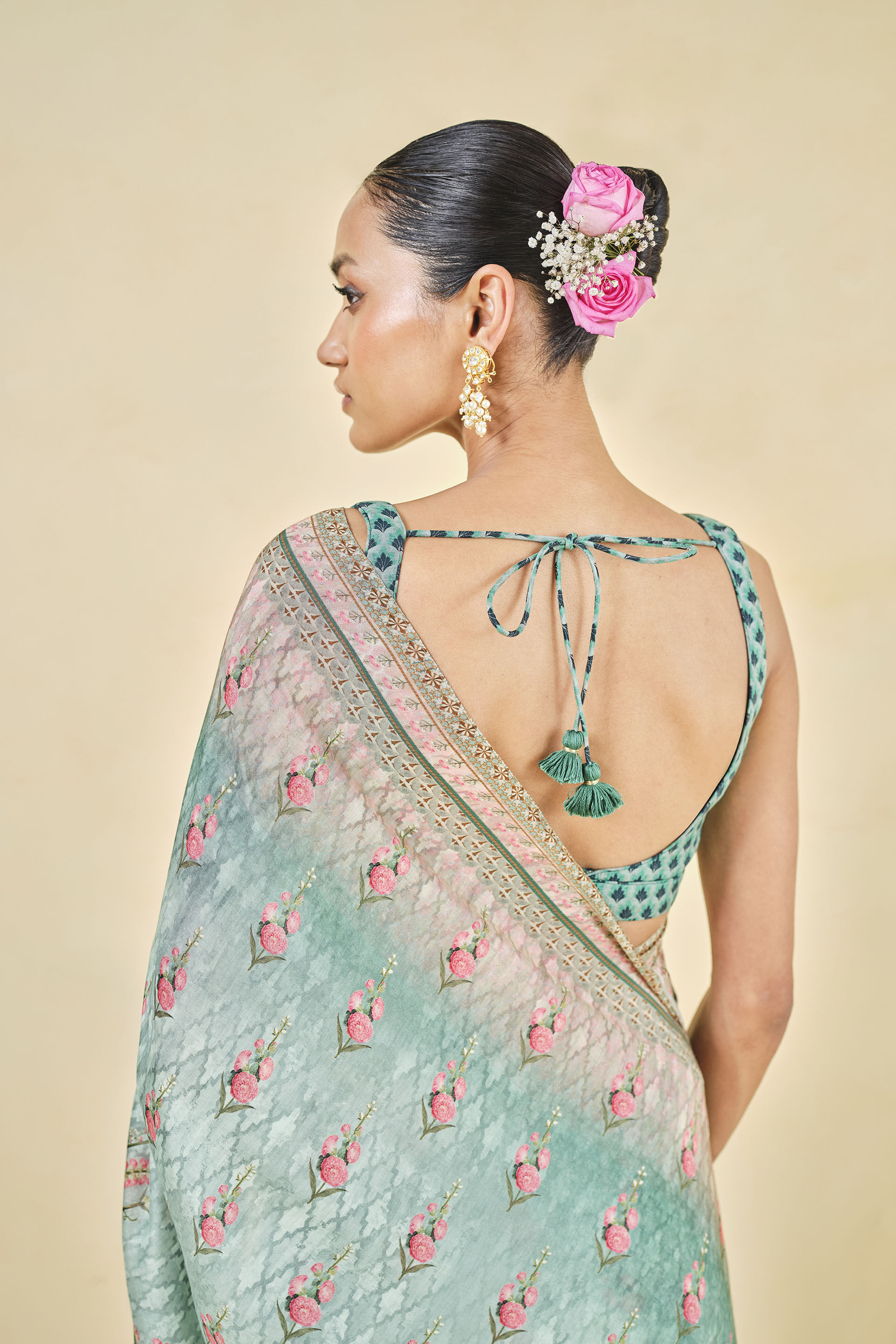 Avalon Lyocell Saree - Sage Green, Sage, image 5