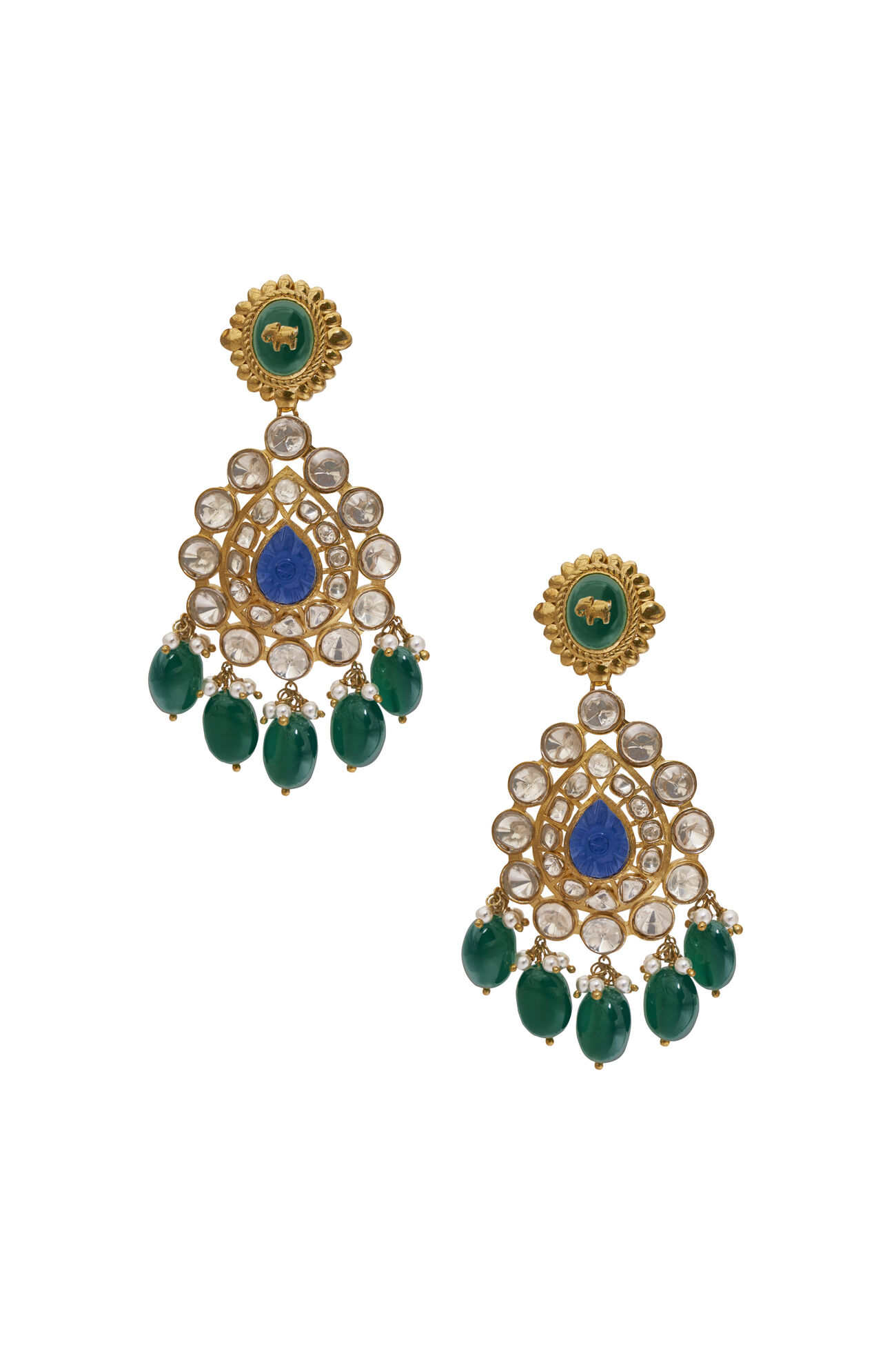 Roheen Earrings - Blue & Green, , image 1