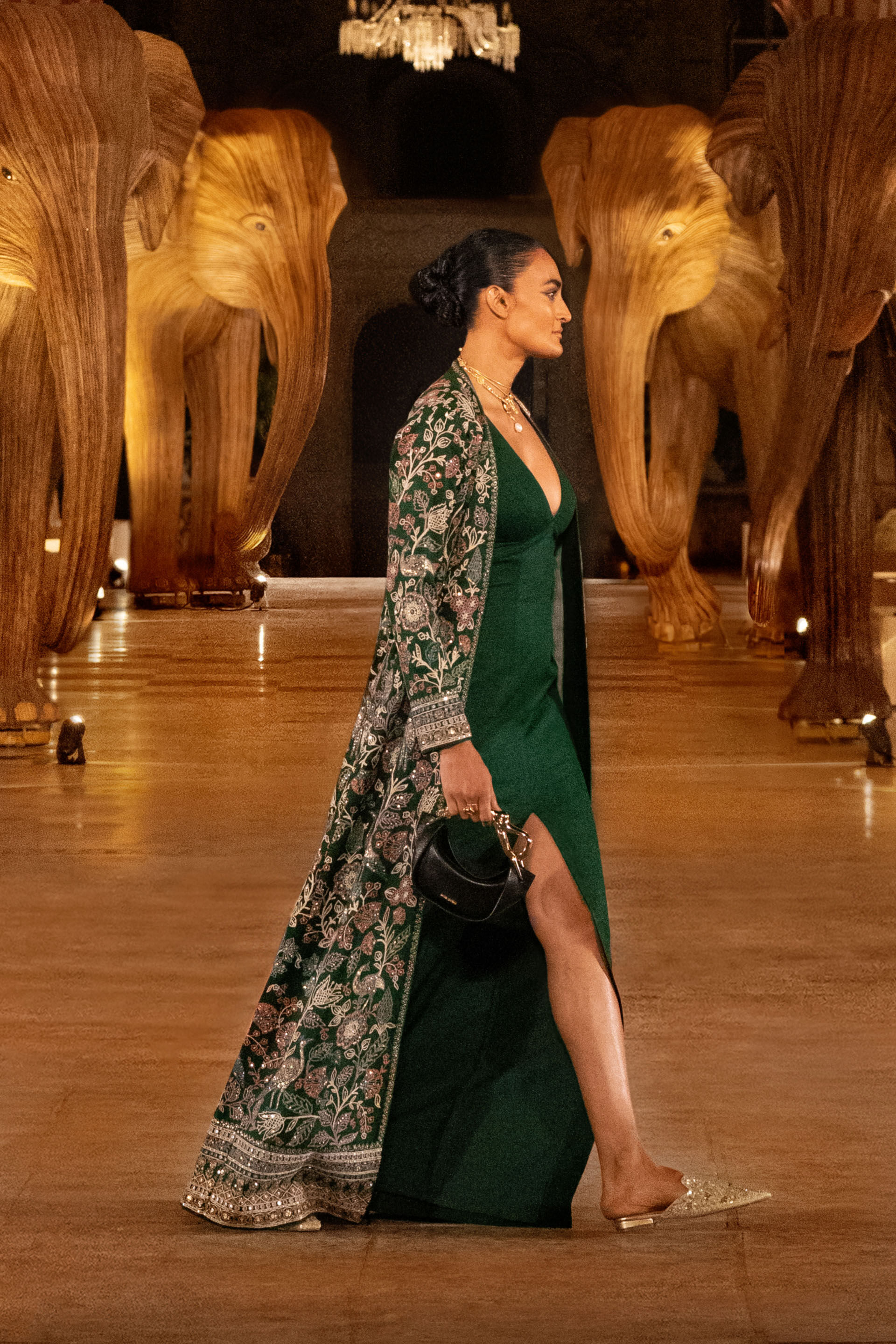 Blooming Wildforest SEWA Hand-embroidered Silk Jacket Set - Green, Green, image 12