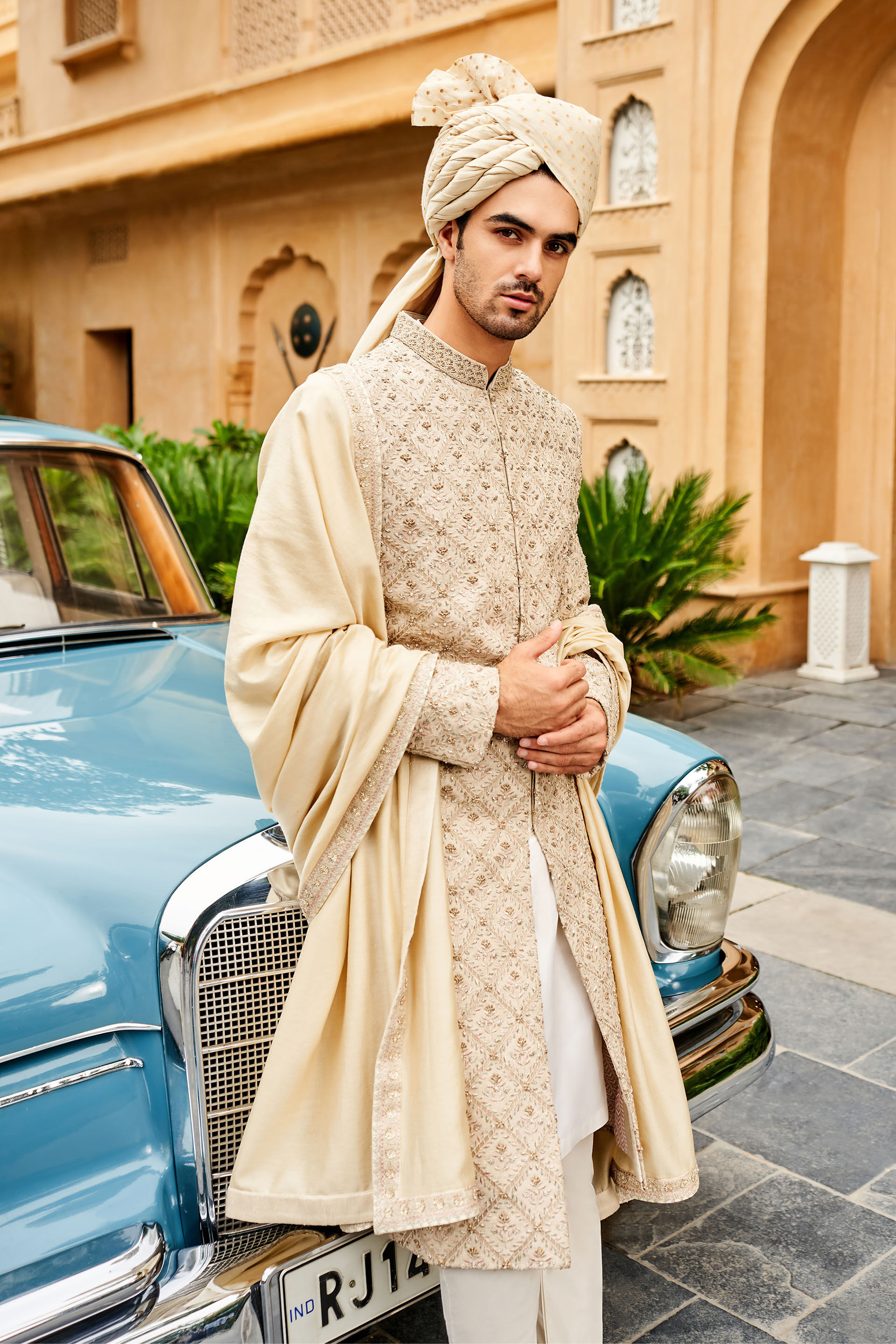Aalekh Sherwani - Cream, Cream, image 6