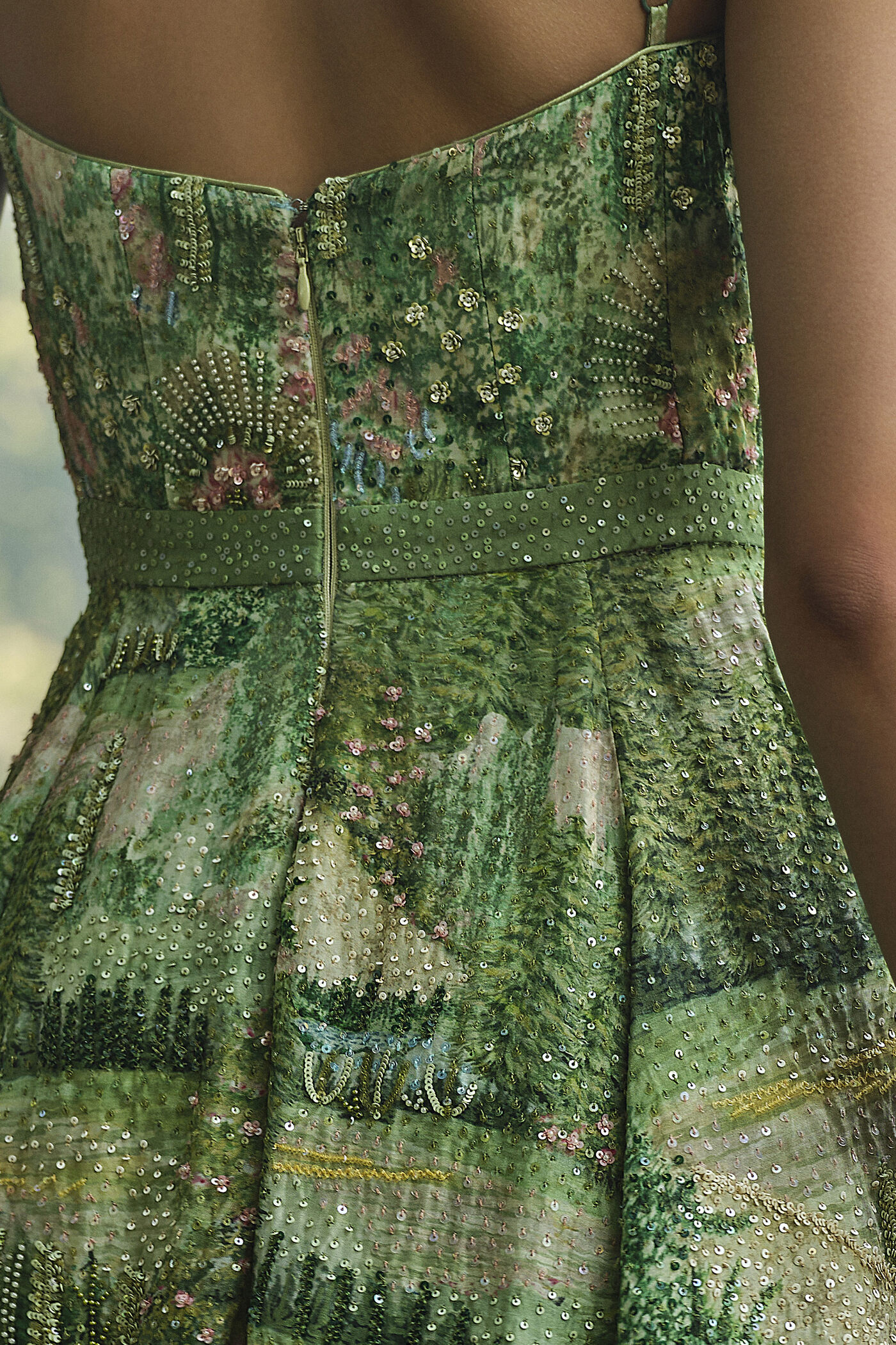 The Liveforest Embroidered Silk Dress - Green The Liveforest Embroidered Silk Dress - Green