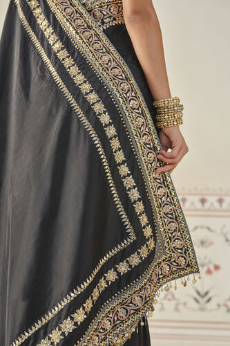 Sumrak Gota Patti Silk Saree - Black, Black, image 8