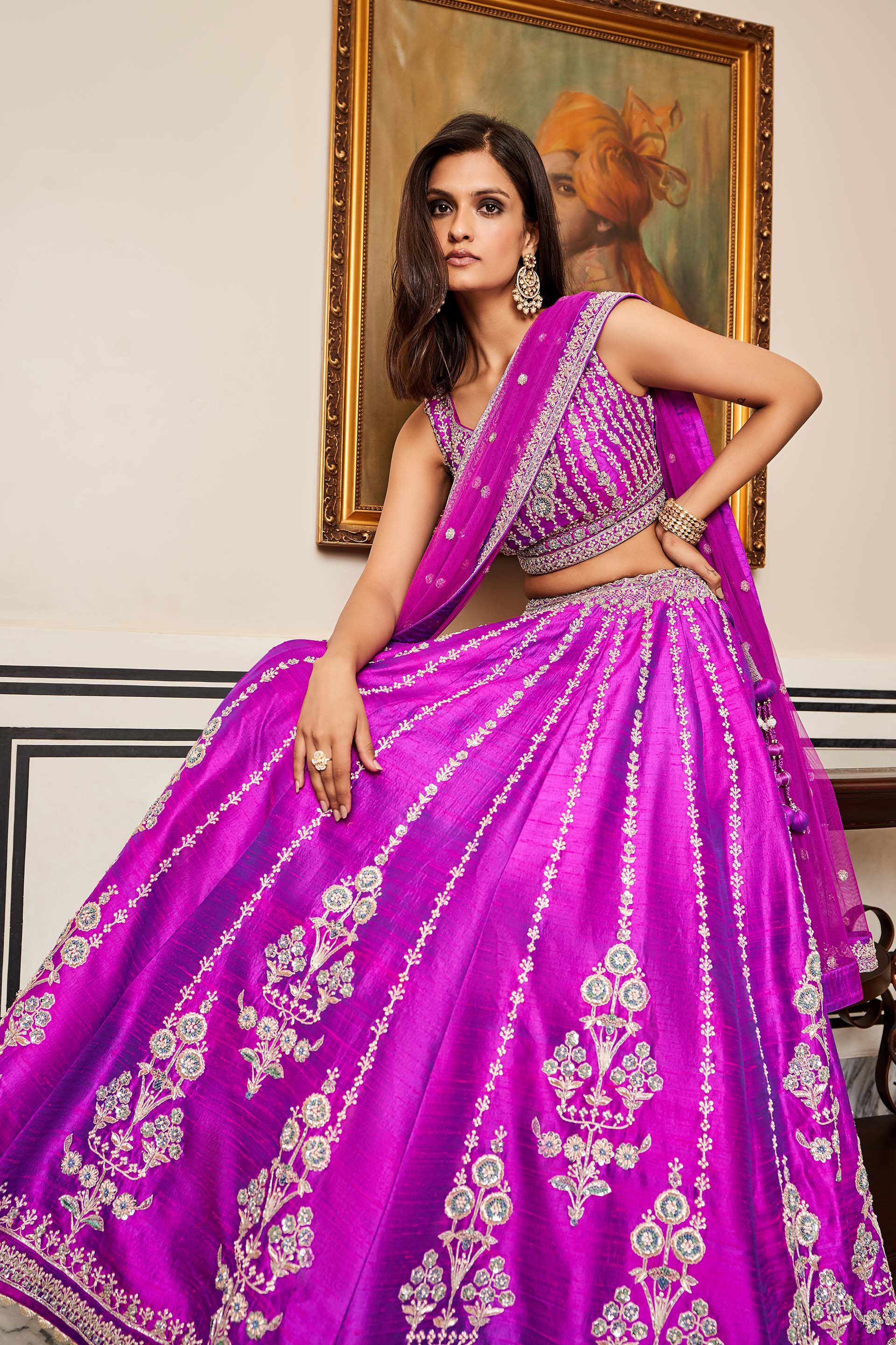 Pink And Purple Lehenga - Buy Pink And Purple Lehenga online in India
