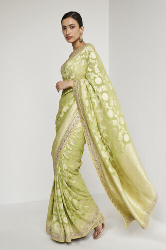 Asna Benarasi Saree - Lime, , image 2
