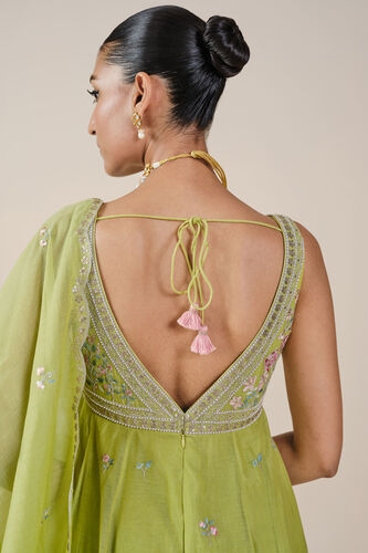 Simhika Embroidered Mul Anarkali Set - Lime, Lime, image 7