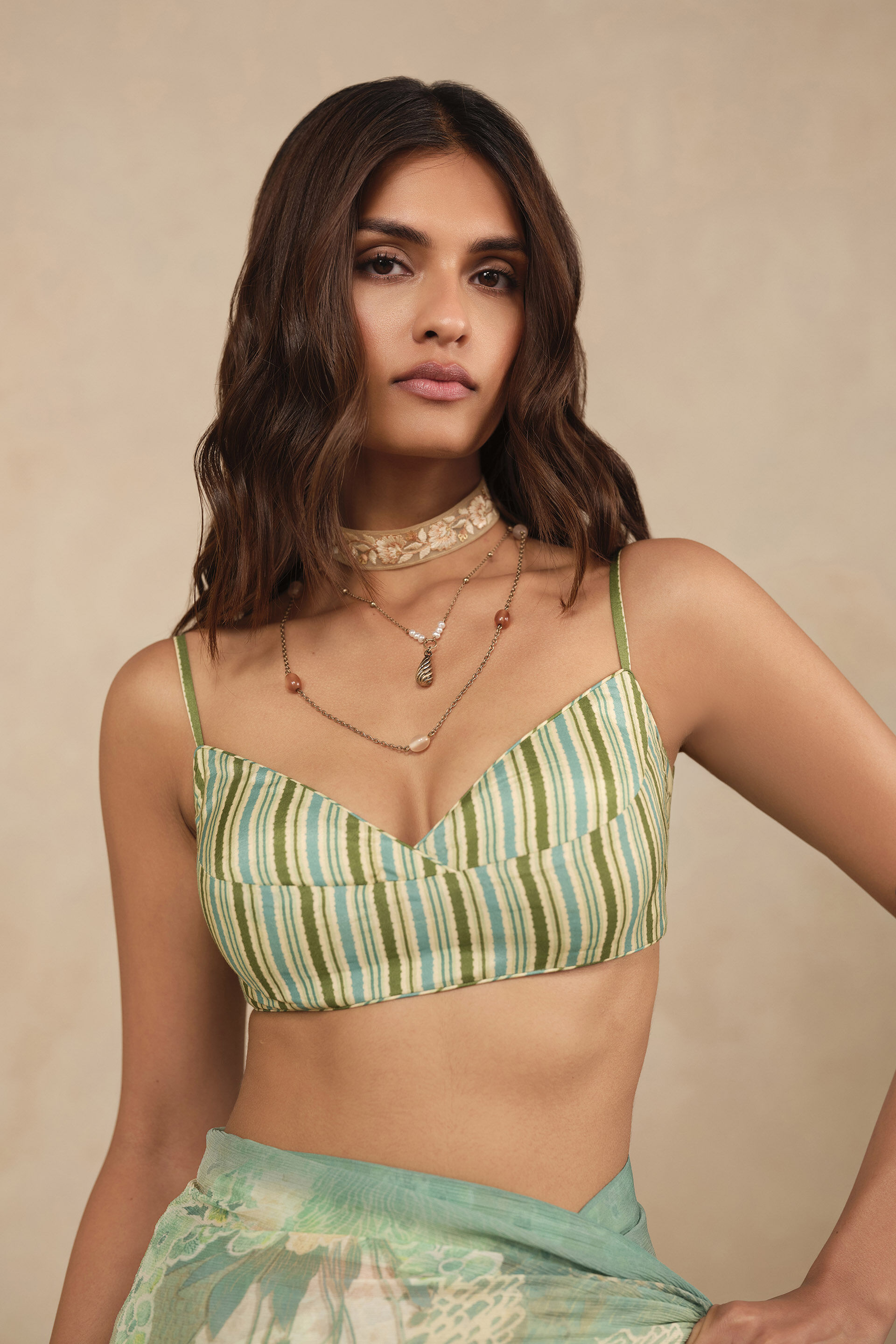 Suki Bemberg Saree - Aqua, Aqua, image 6