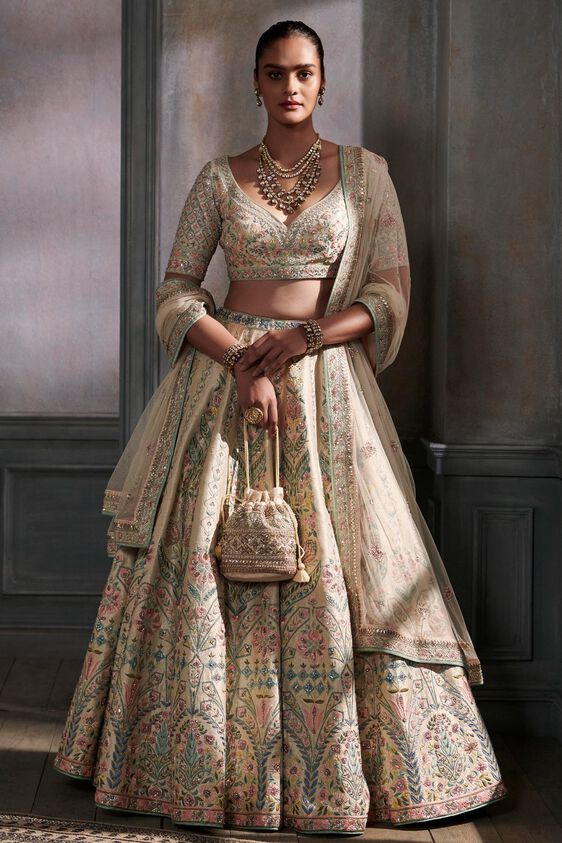 1 - Veena Lehenga Set – Cream, image 1