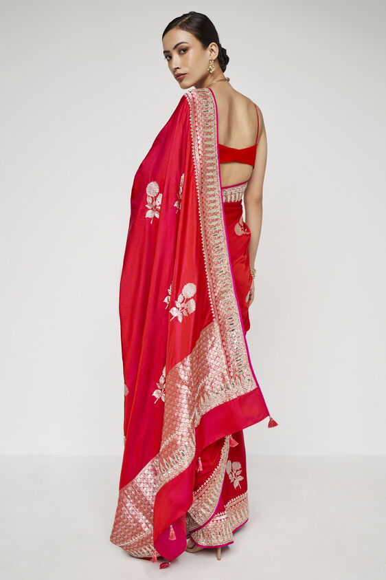 Kuhaki Benarasi saree - Red, , image 2