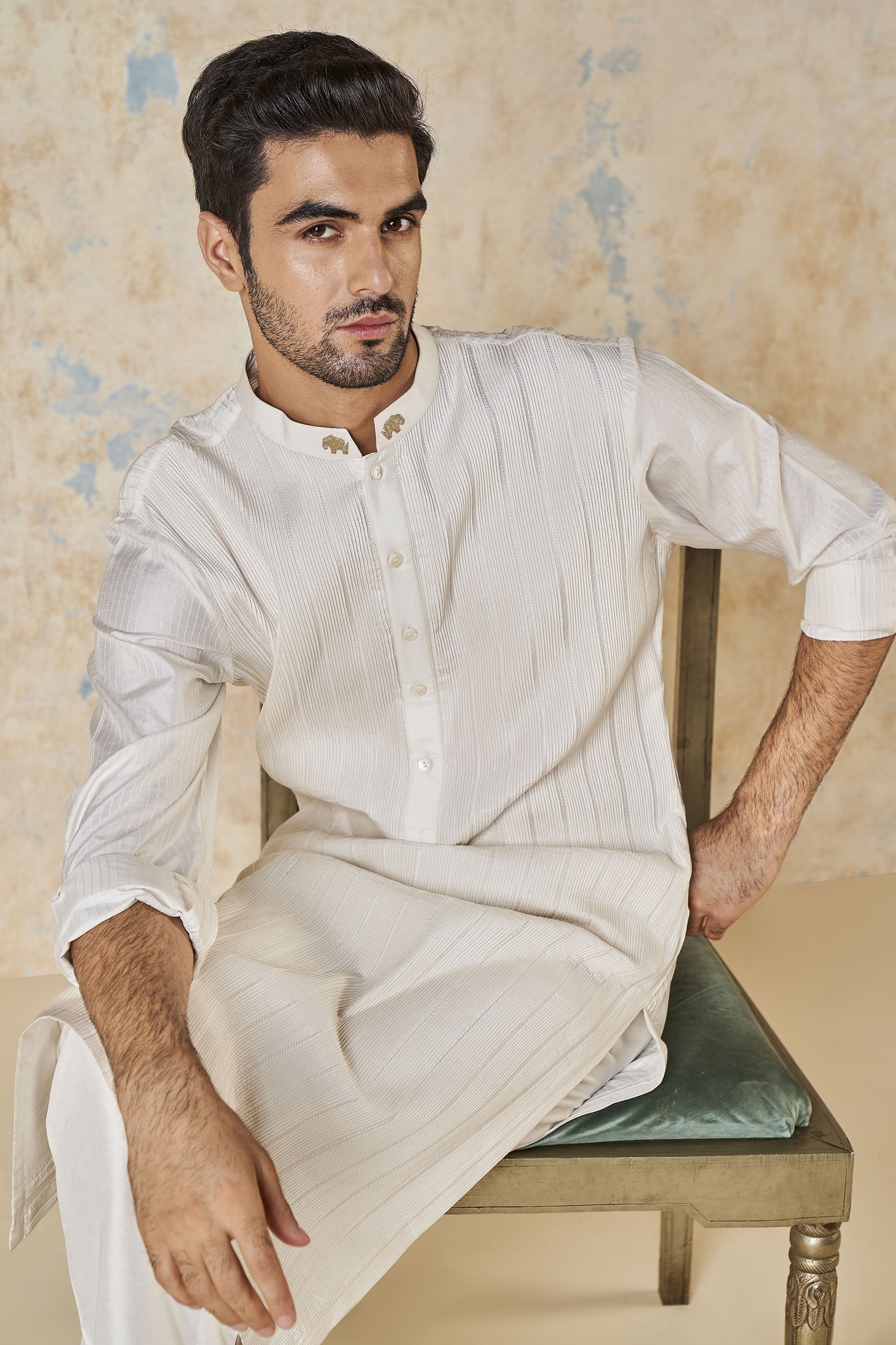 Sifar Silk Kurta - Ivory, Ivory, image 5
