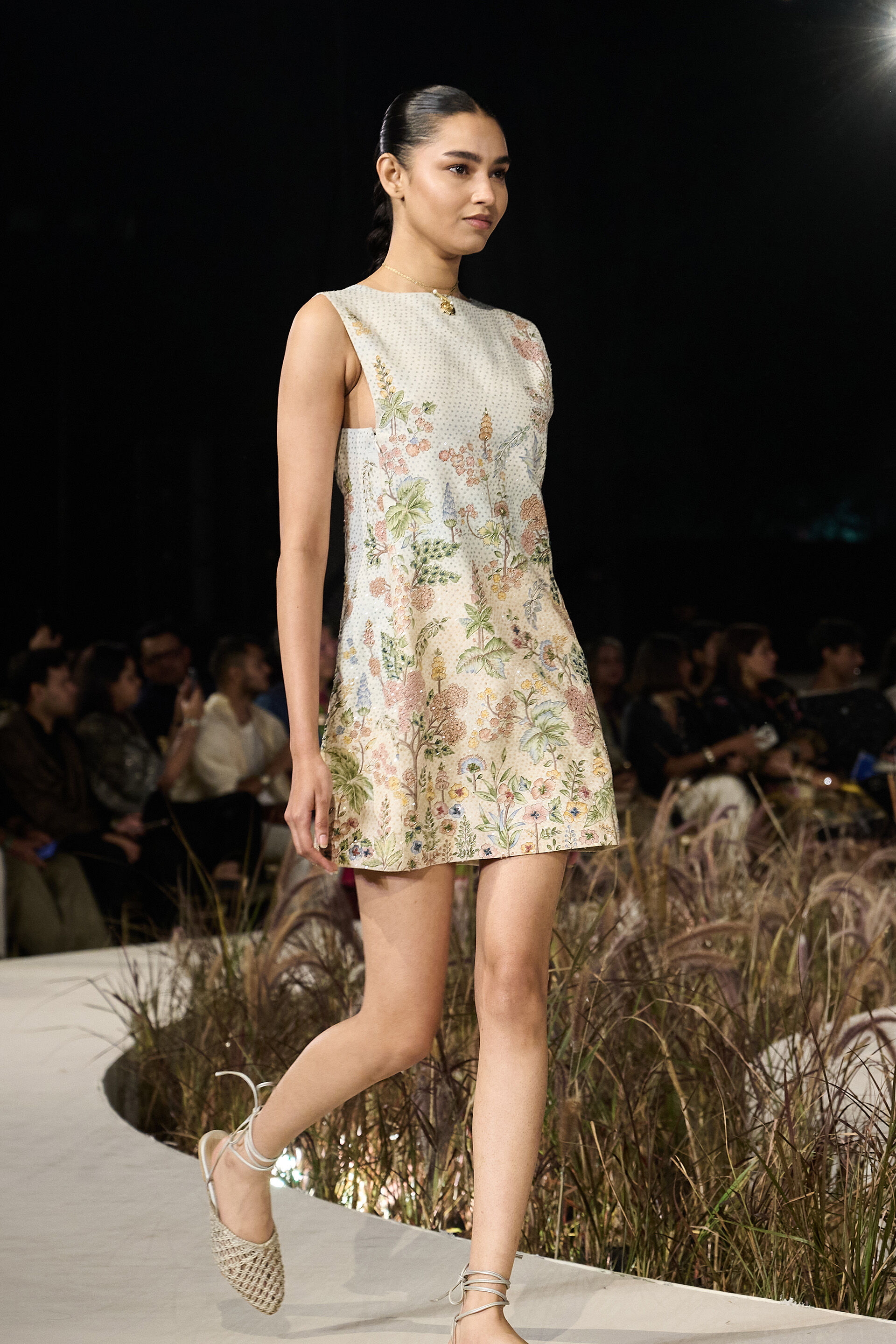 Leafsong Hand-painted Pichhwai Silk Dress - Ivory