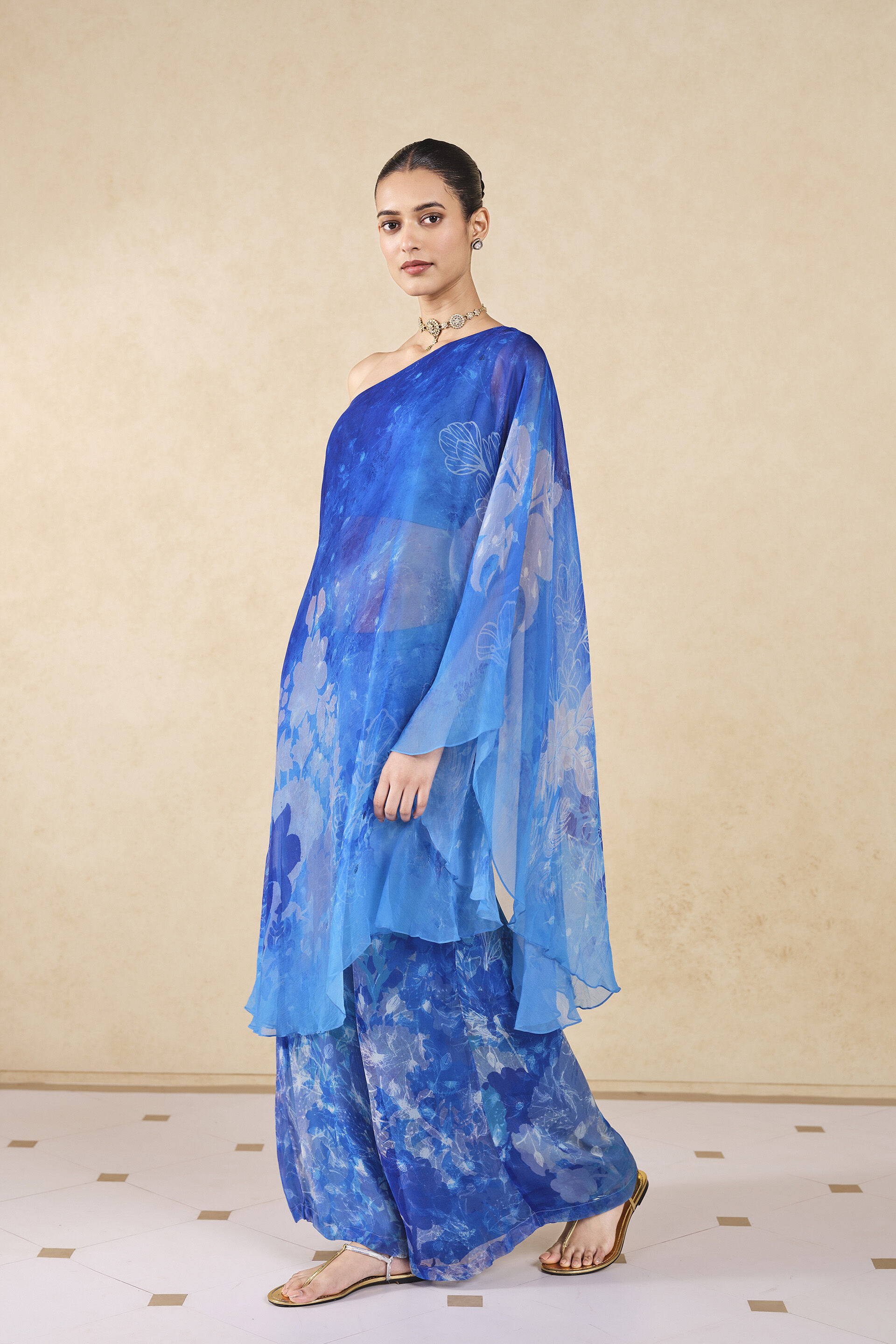 Fluisance Chiffon Palazzo Set - Blue, Blue, image 3