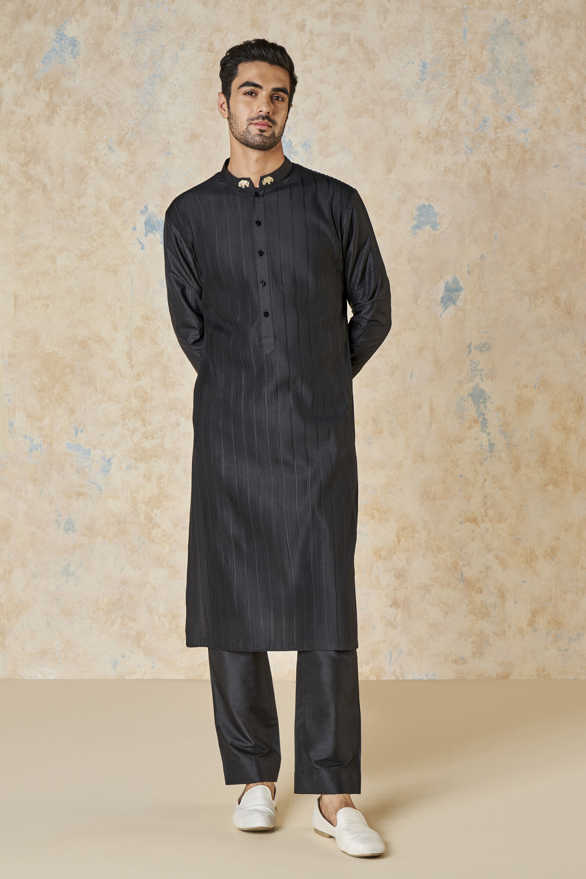 Sifar Silk Kurta - Black, Black, image 3