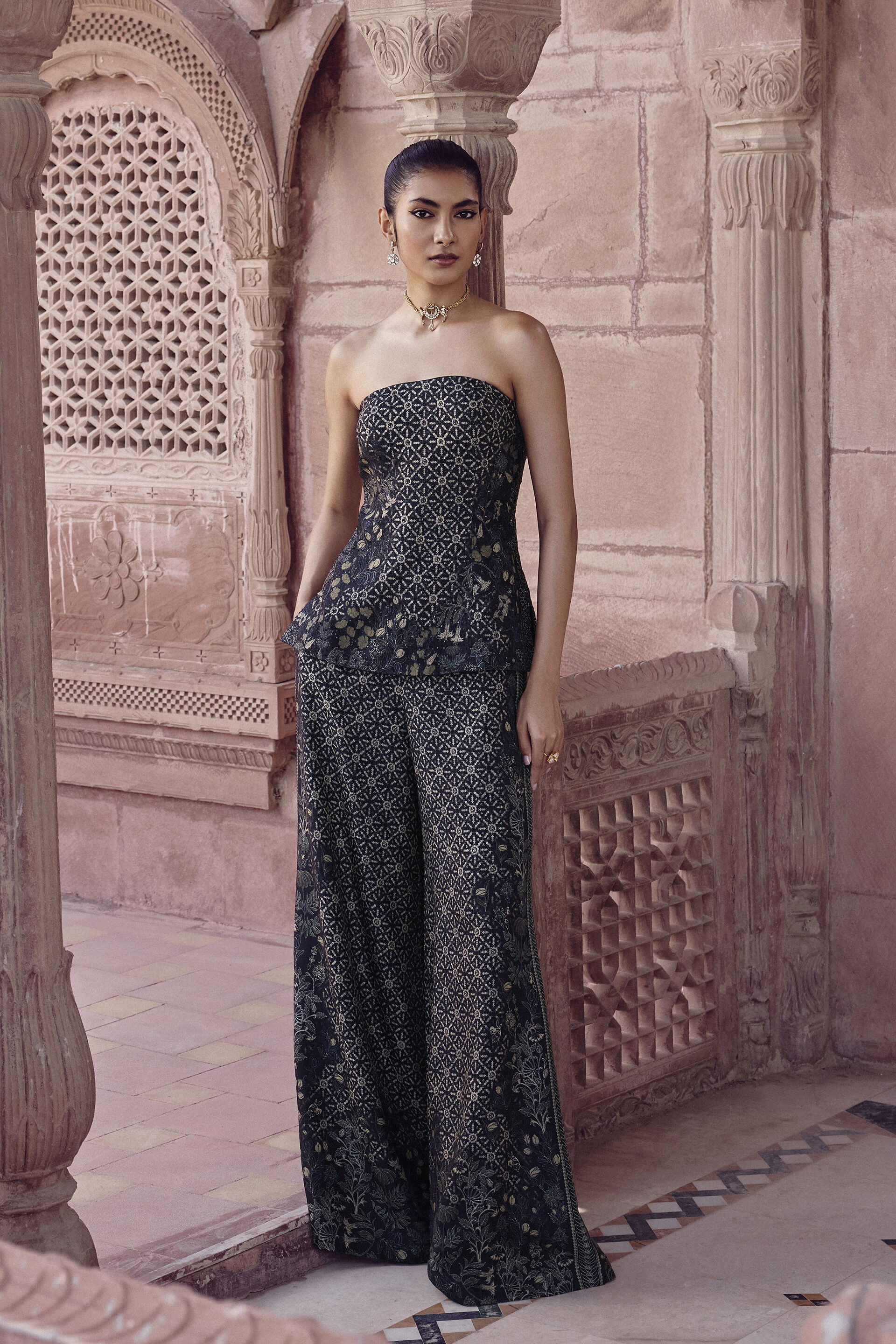 Aruvi Silk Pant Set - Black