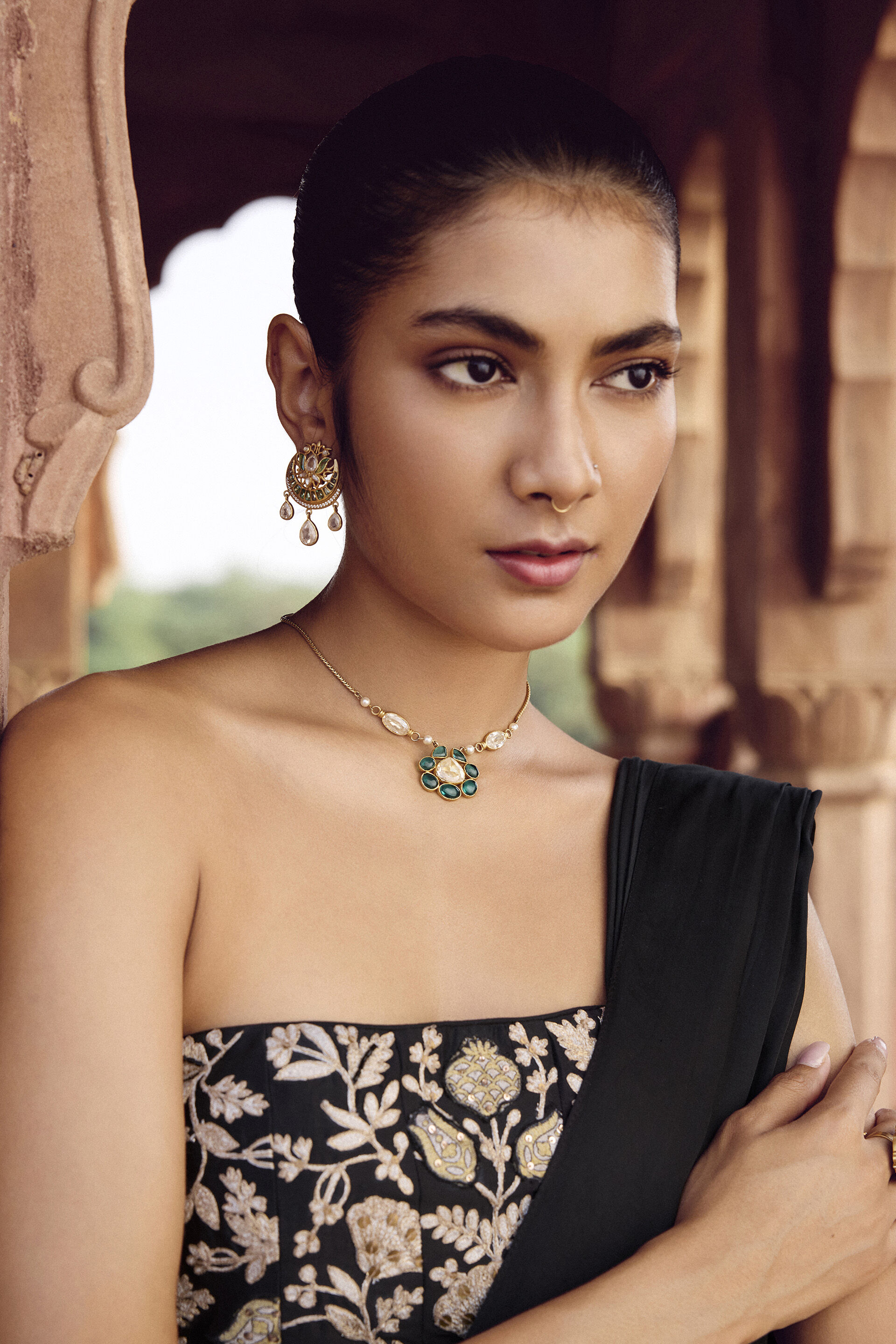 Samara Embroidered Silk Pre-draped Saree - Black, Black, image 4