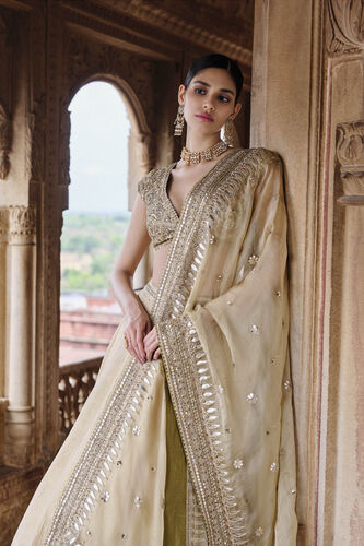 Nehmat Embroidered Lehenga Set - Gold, Gold, image 3