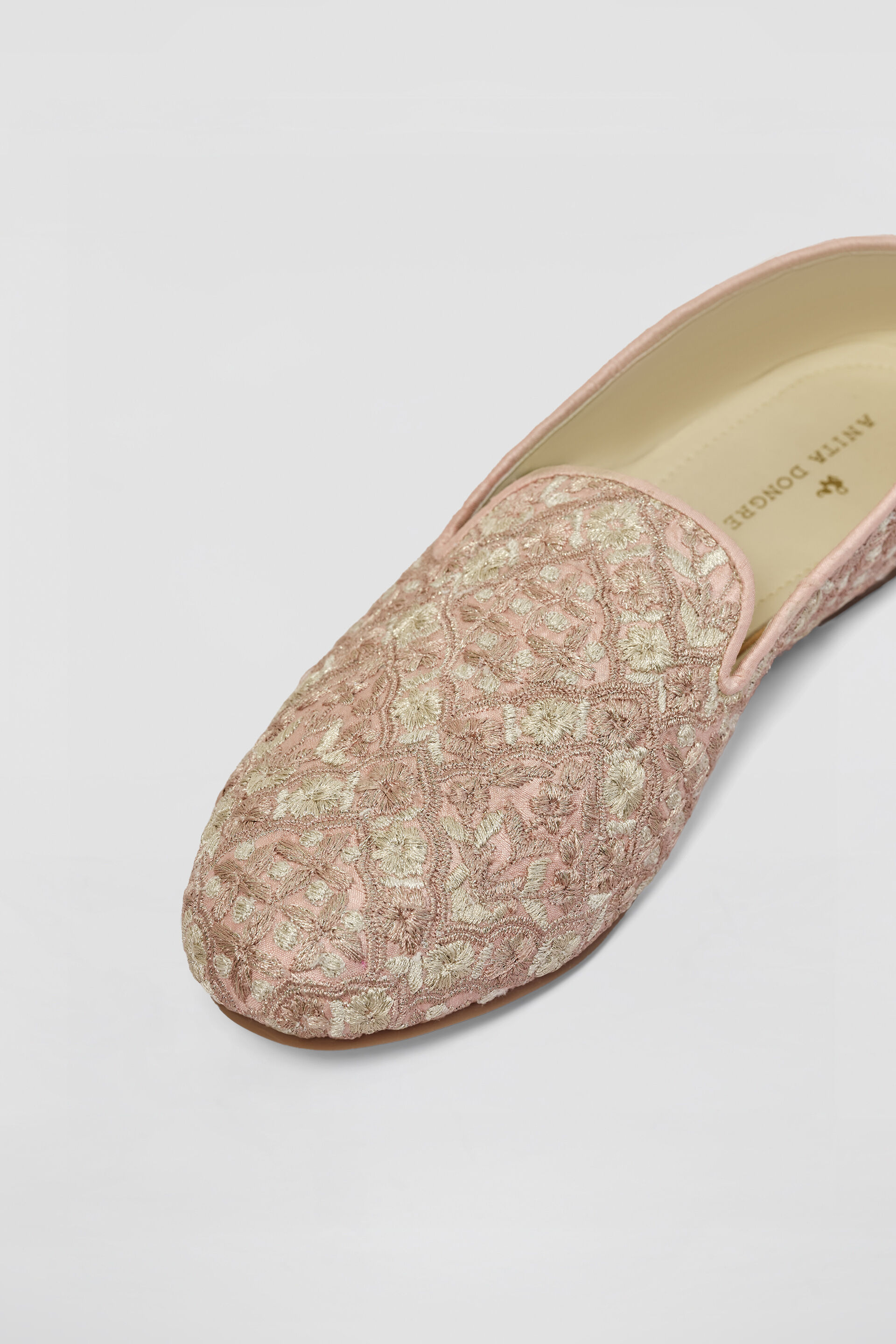 Kaif Embroidered Silk Mojris - Blush, Blush, image 3