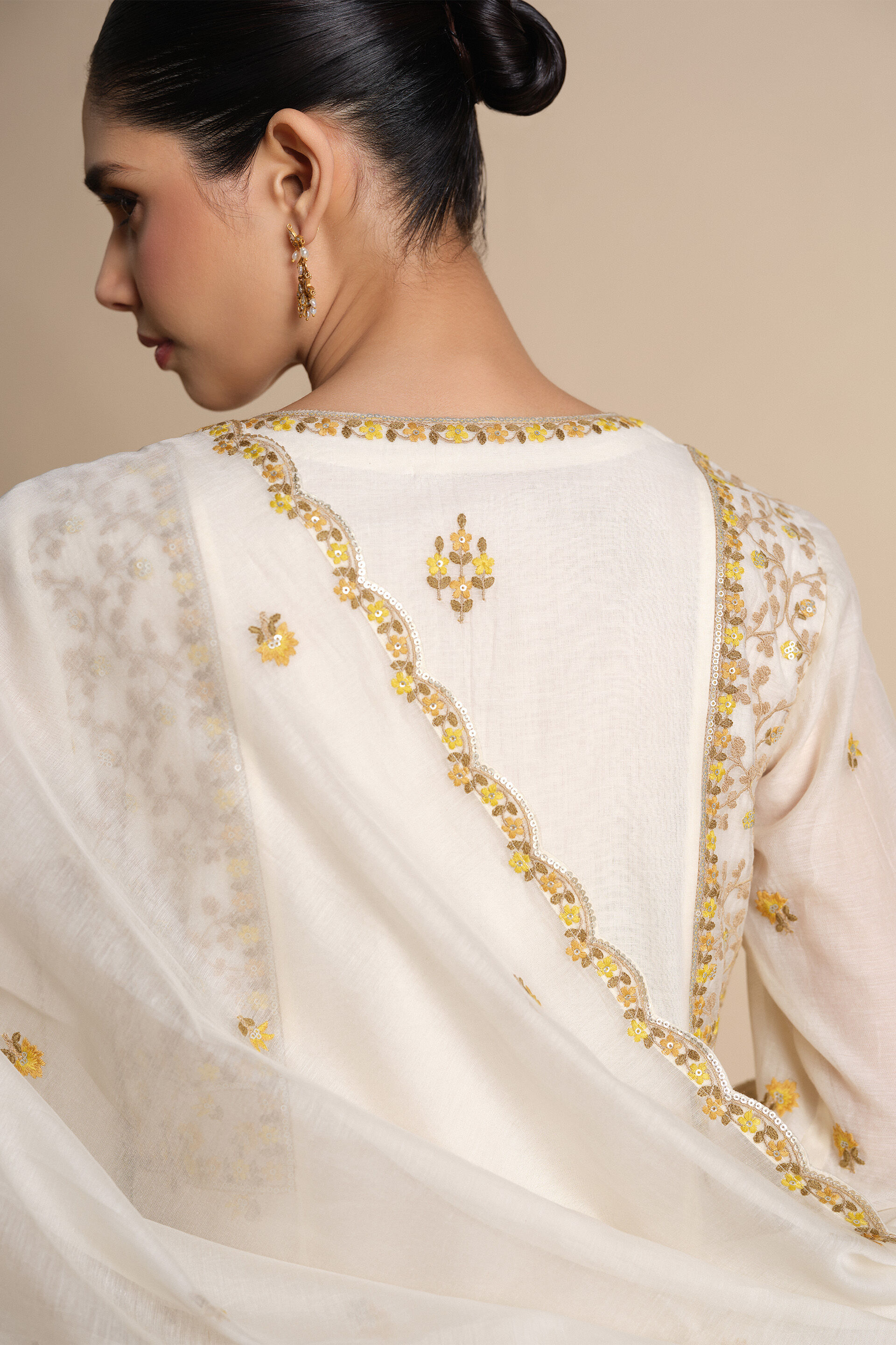 Amra Embroidered Mul Suit Set - Natural, Natural, image 8