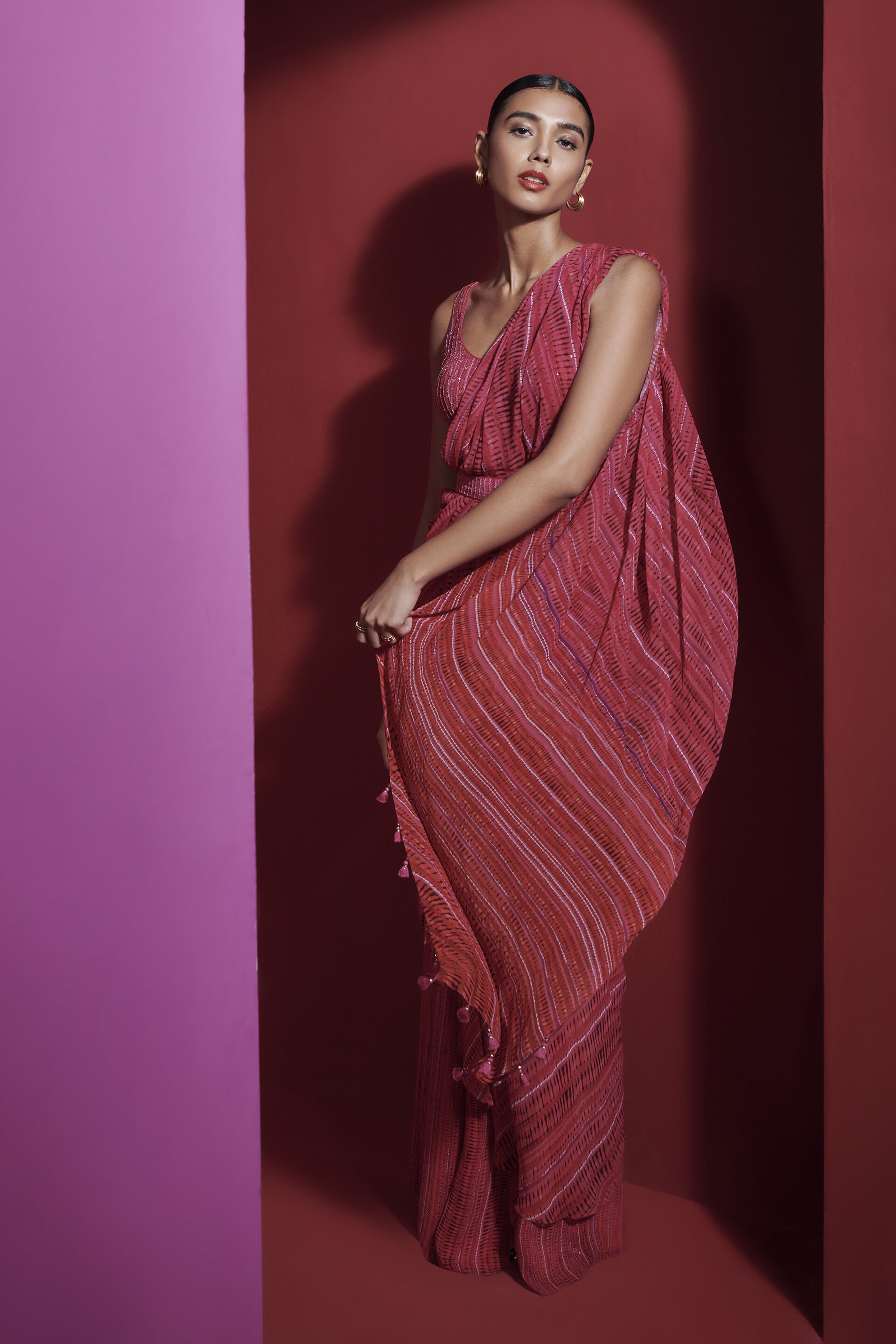 Phaedra Saree, Pink, image 3