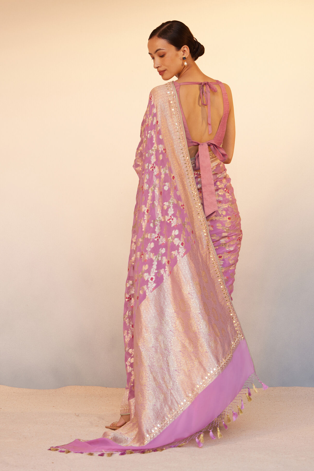 Nitara Benarasi Silk Saree - Lilac, Lilac, image 4