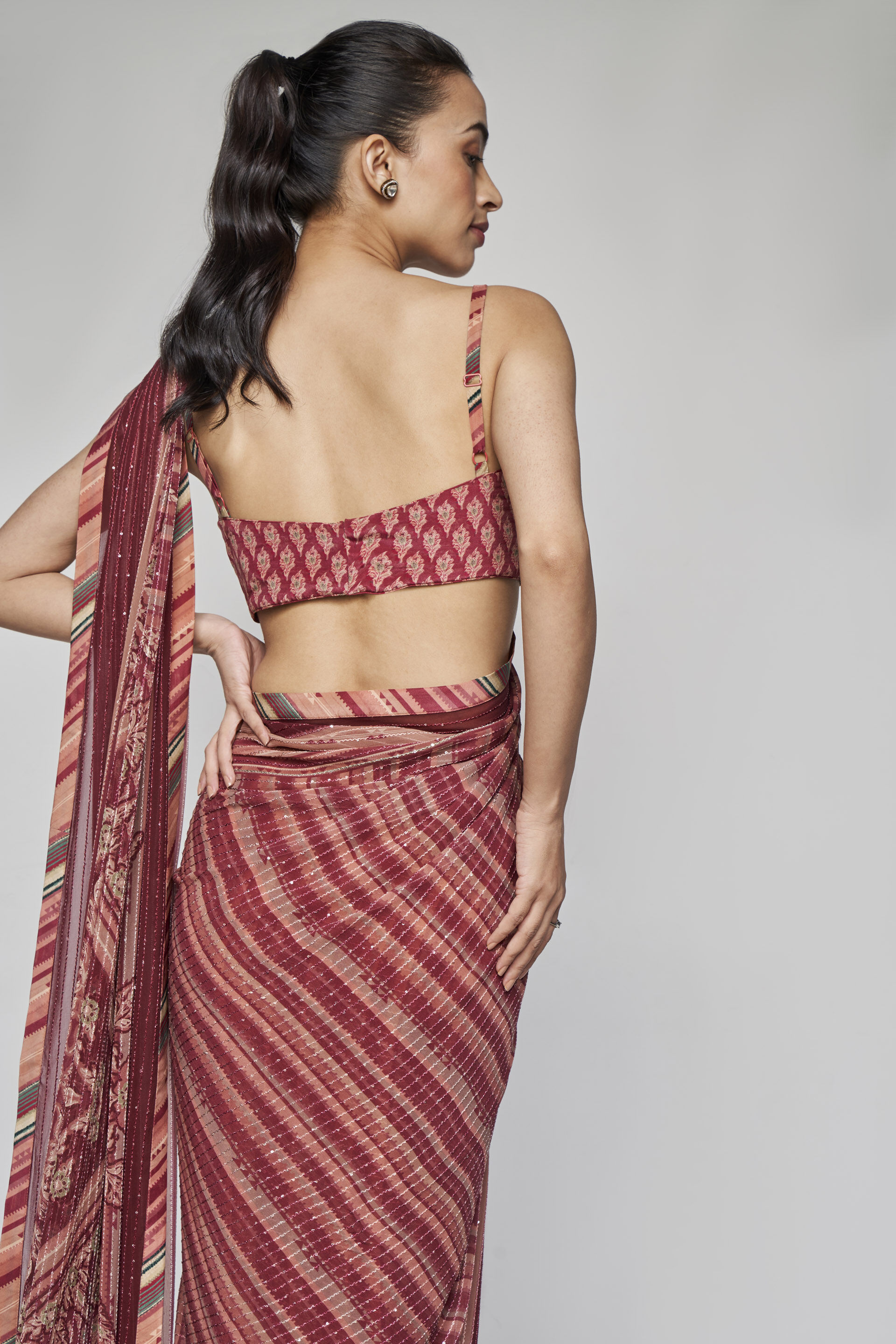 Arvika Saree, Wine, image 5