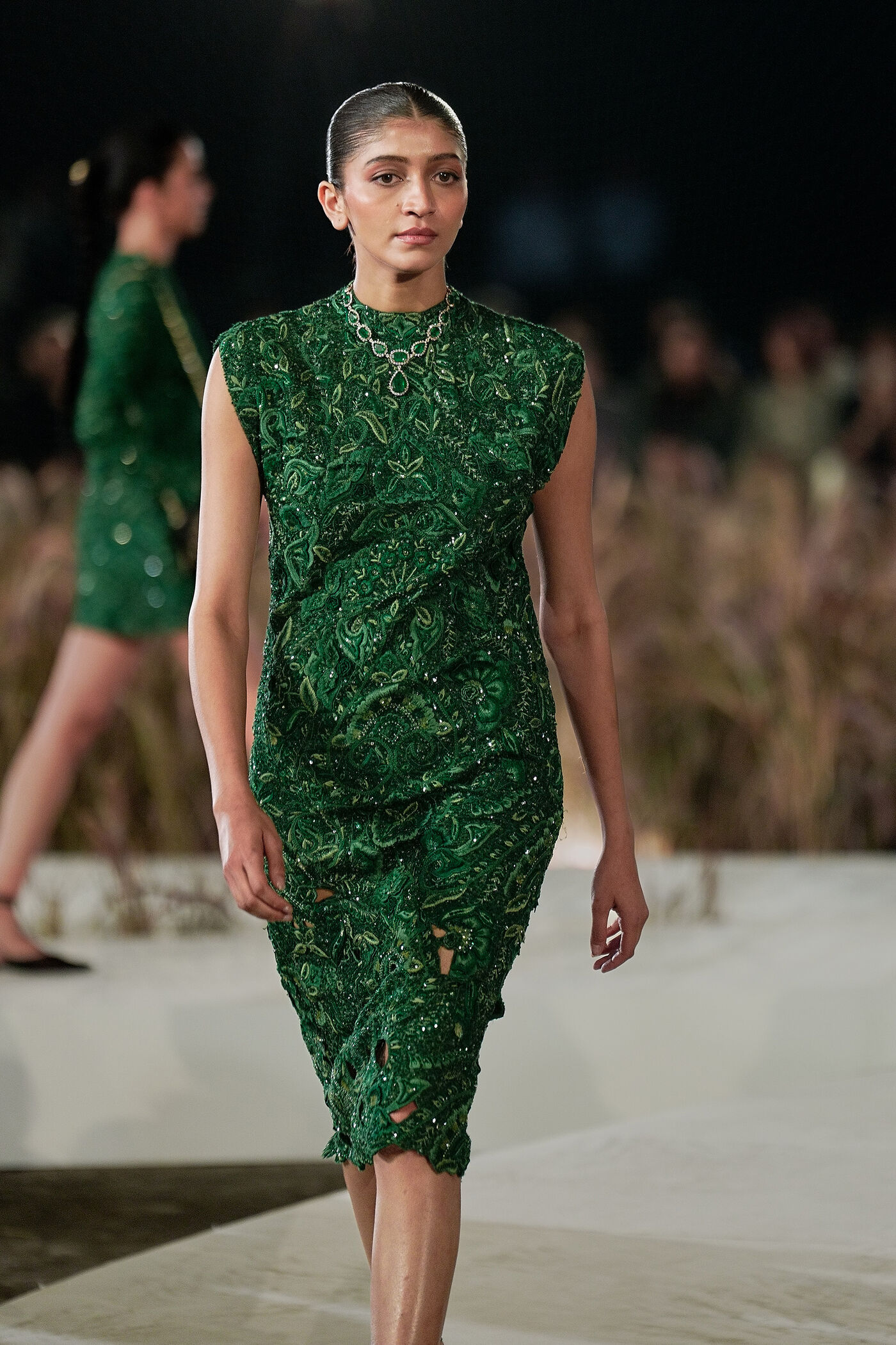 Rainfern Embroidered Applique Dress - Green Rainfern Embroidered Applique Dress - Green